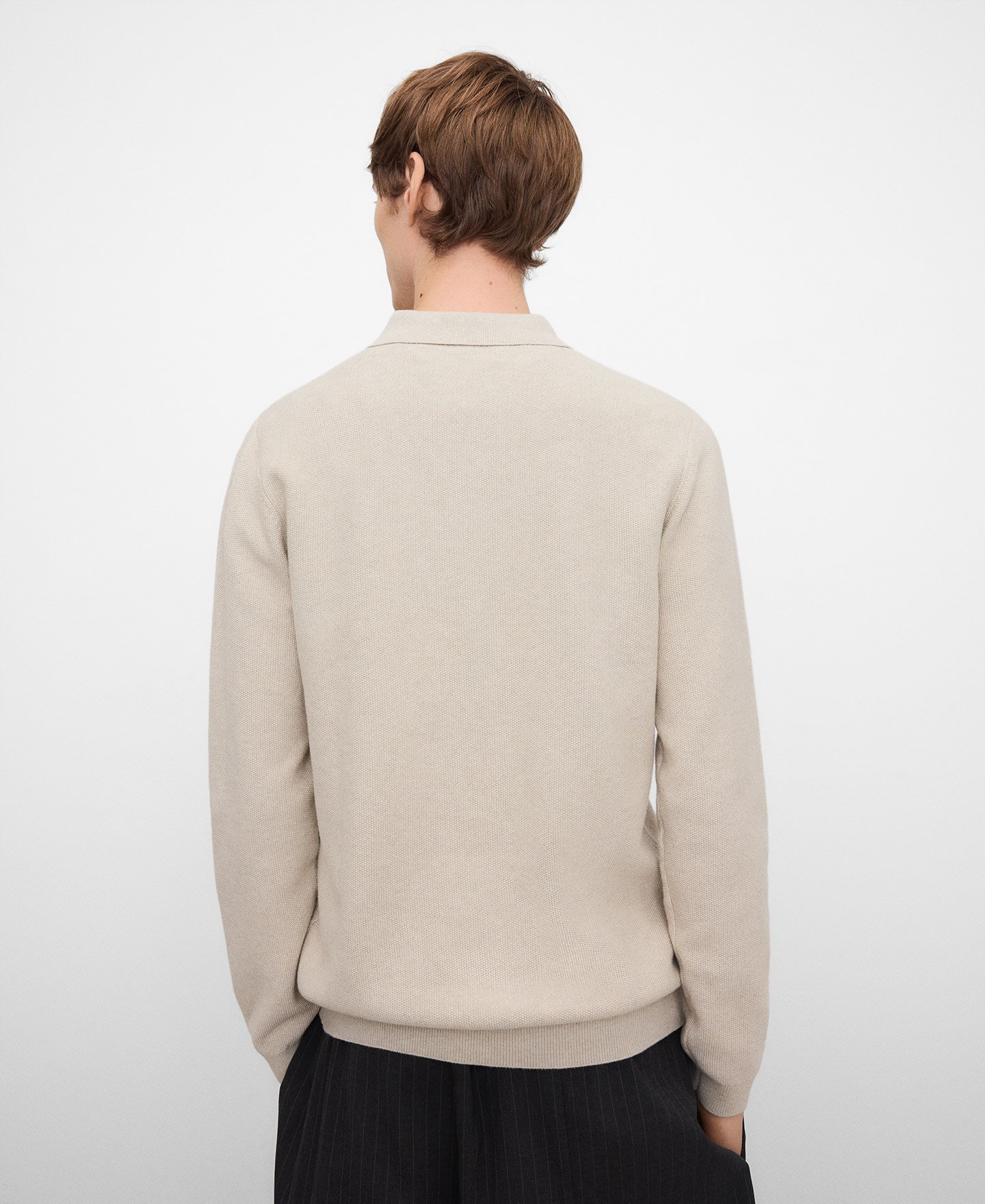 Structured knit long sleeve polo shirt image number 2