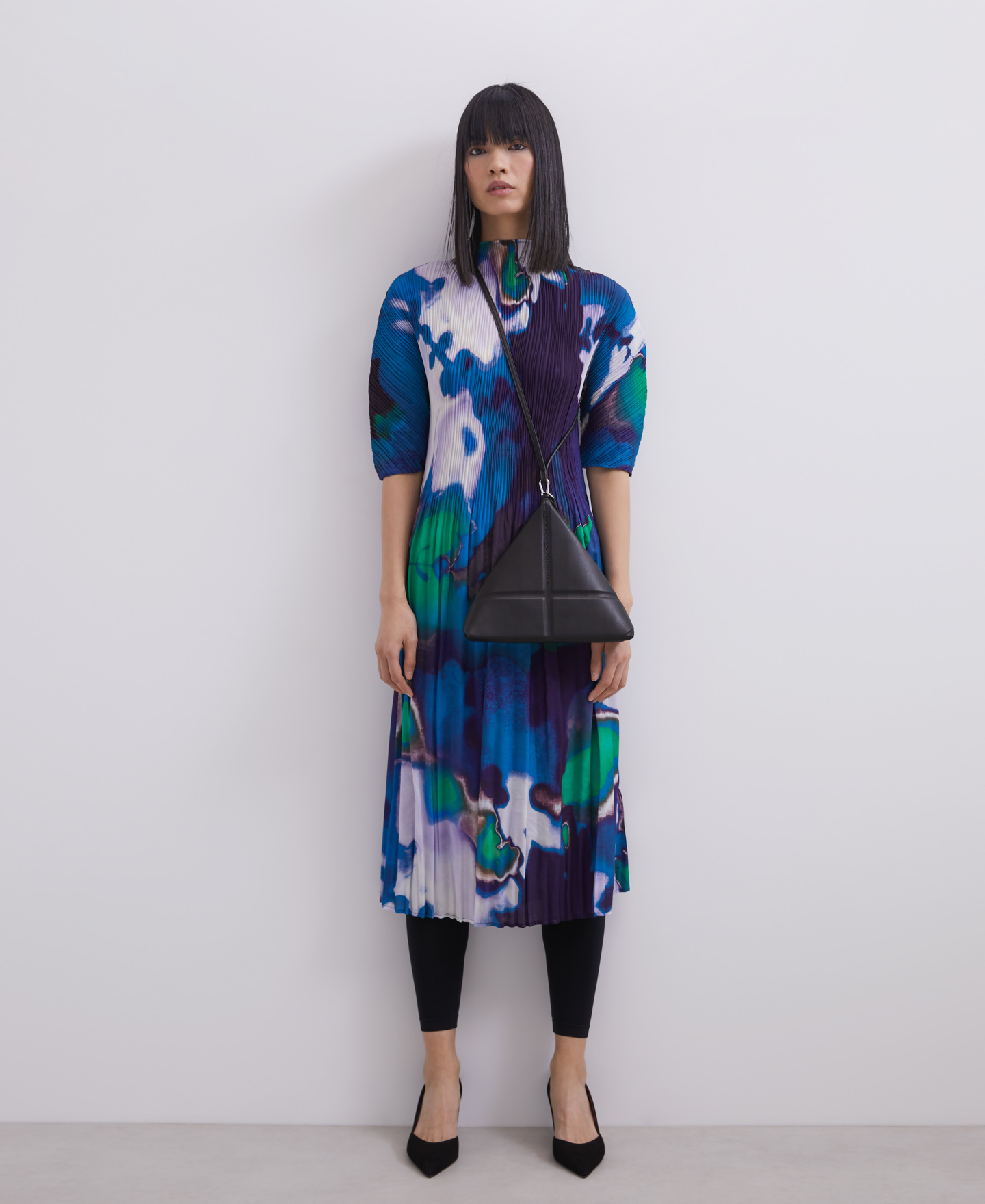Neon printed crinkle midi dress image number 0