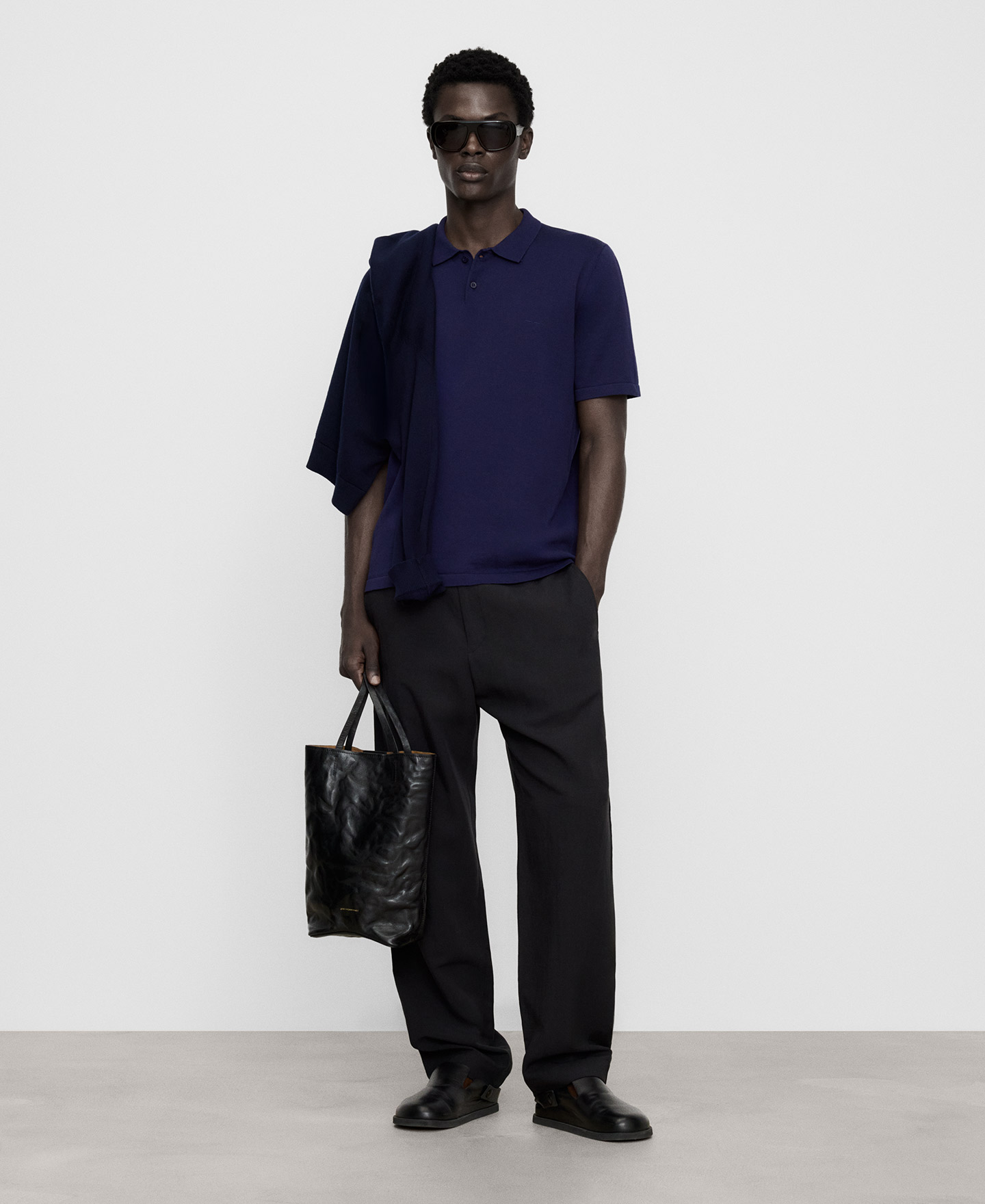 Organic cotton regular fit knit polo image number 1