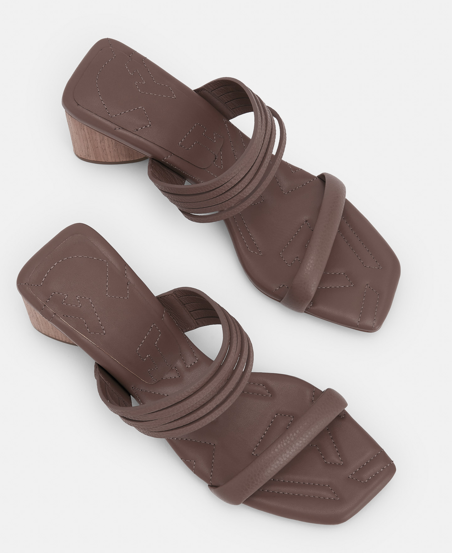 Square leather sandal with wooden heel image number 1