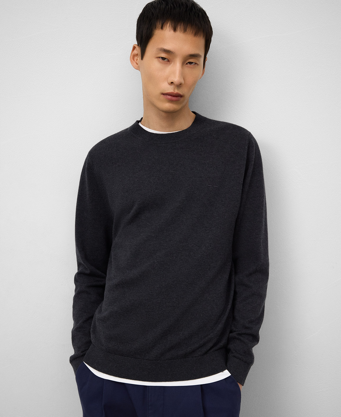 Regular fit crew collar sweater man image number 0