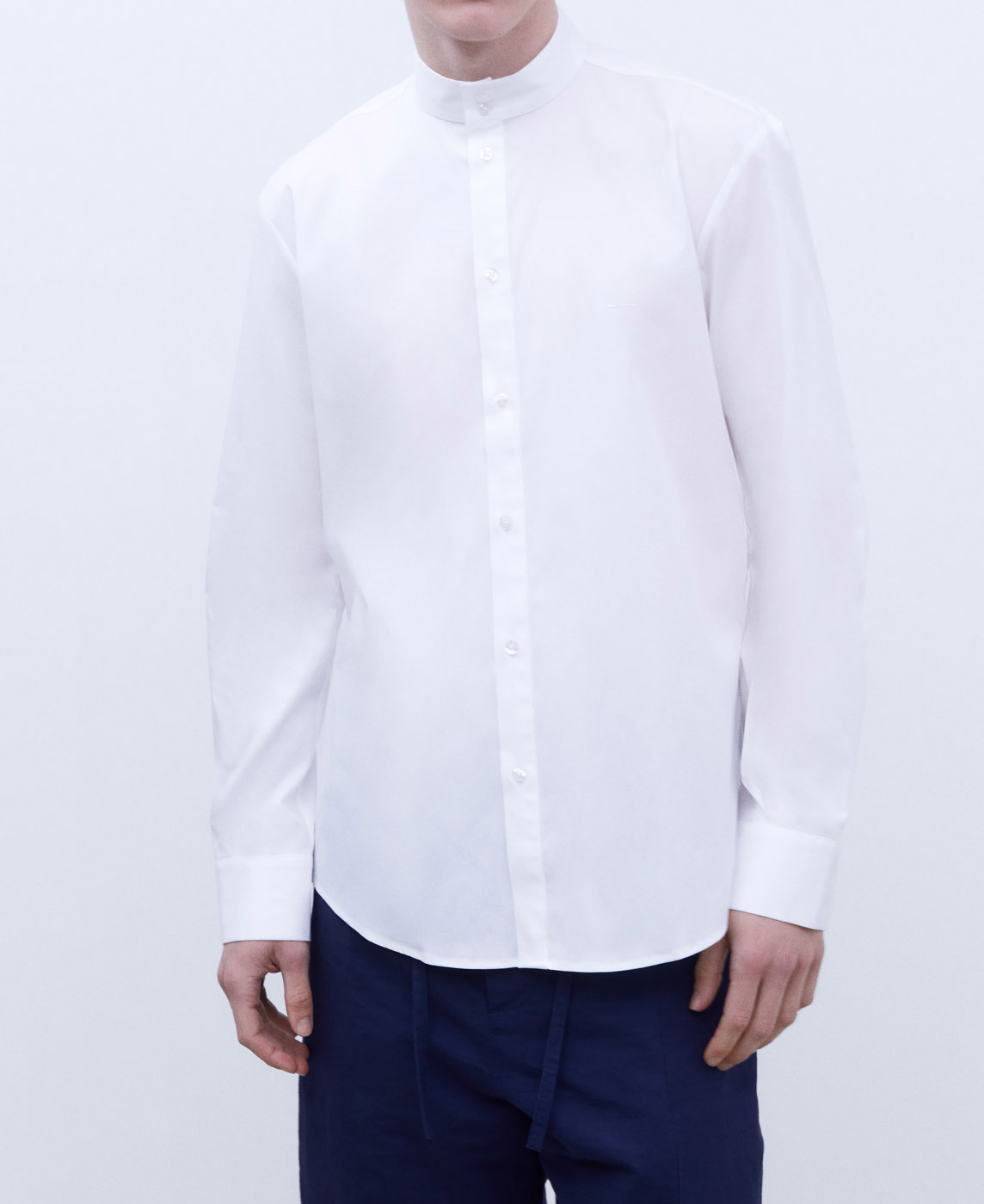 Stretch cotton Mandarin collar shirt image number 0