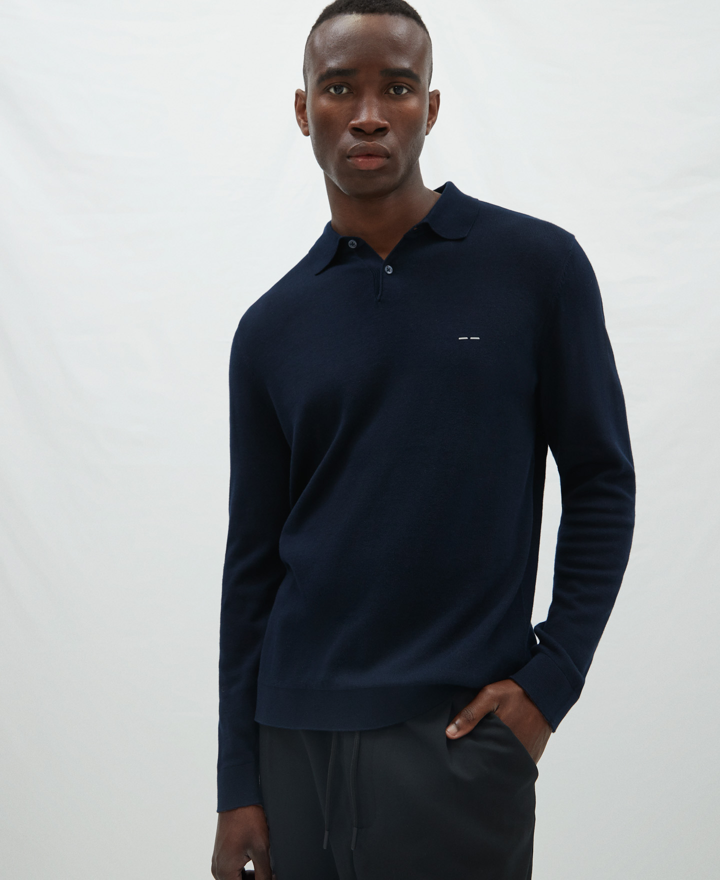 Long sleeve cotton polo shirt image number 0