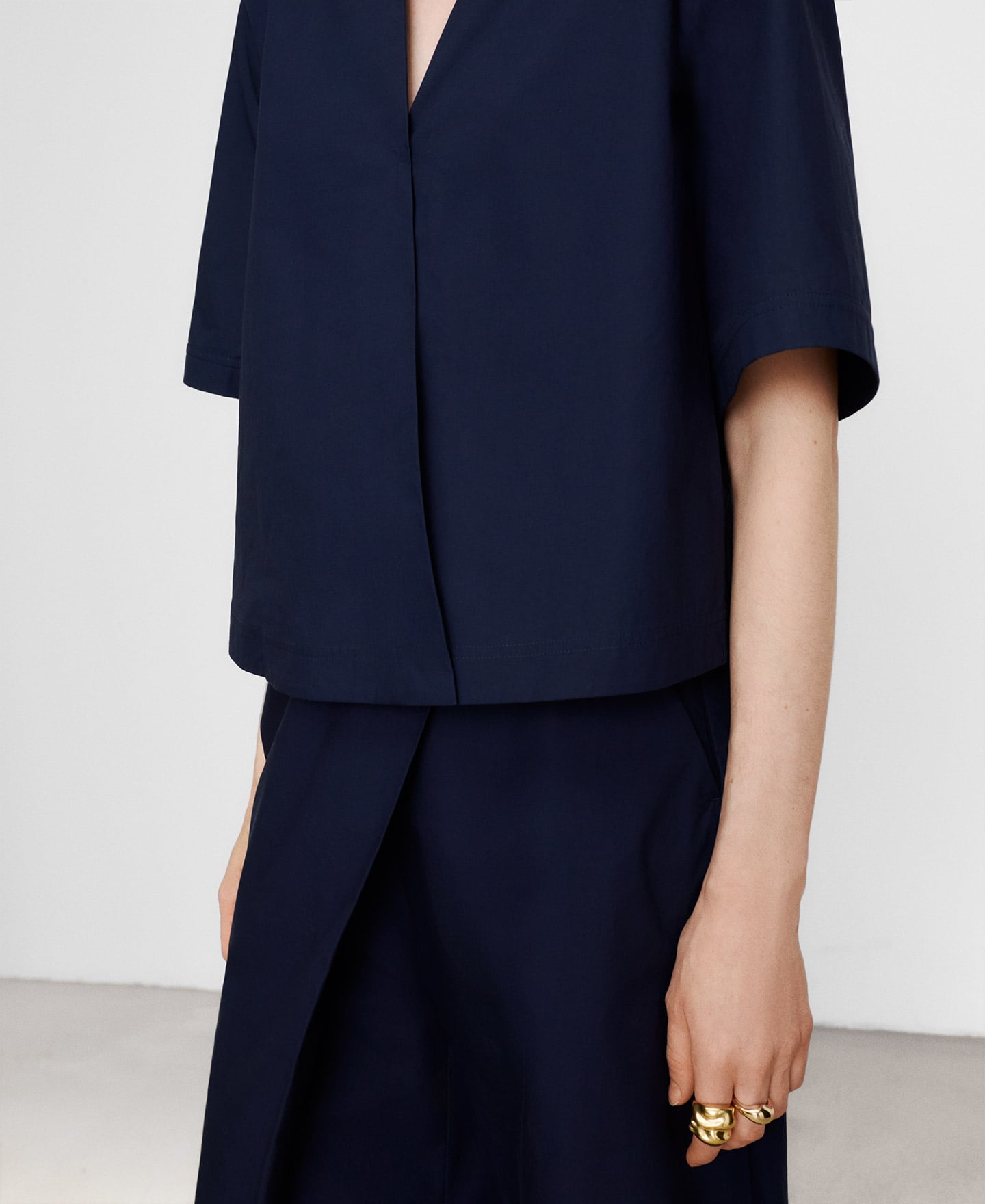 Poplin wrap-front top image number 3