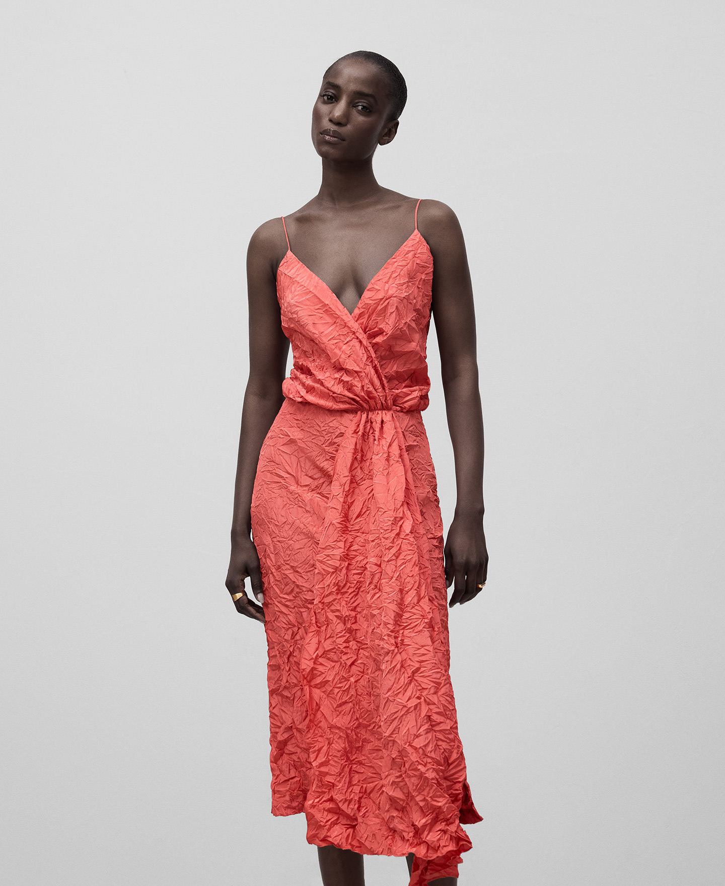 Vestido asimétrico tirantes mujer image number 0