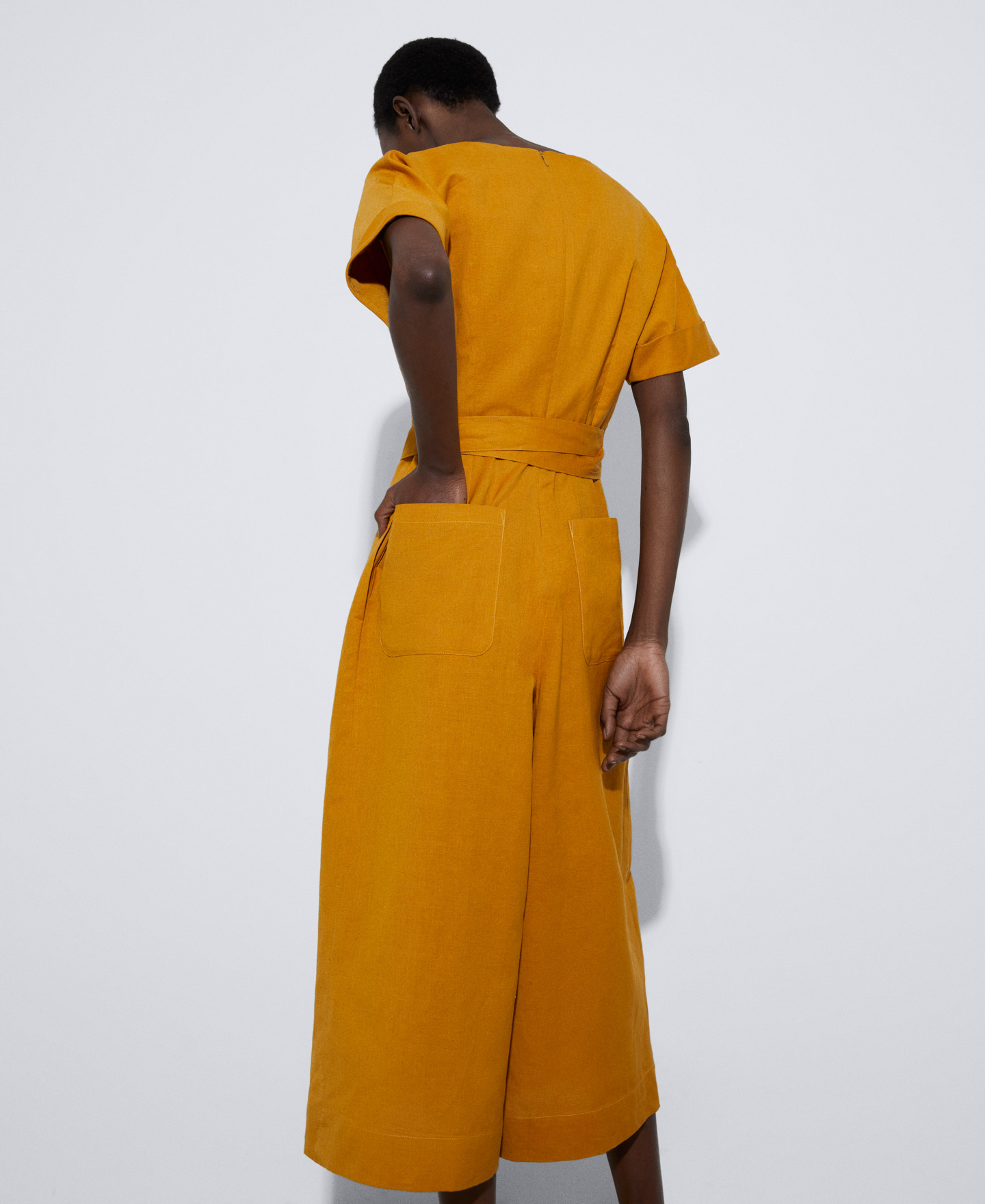 European linen crossover jumpsuit image number 2
