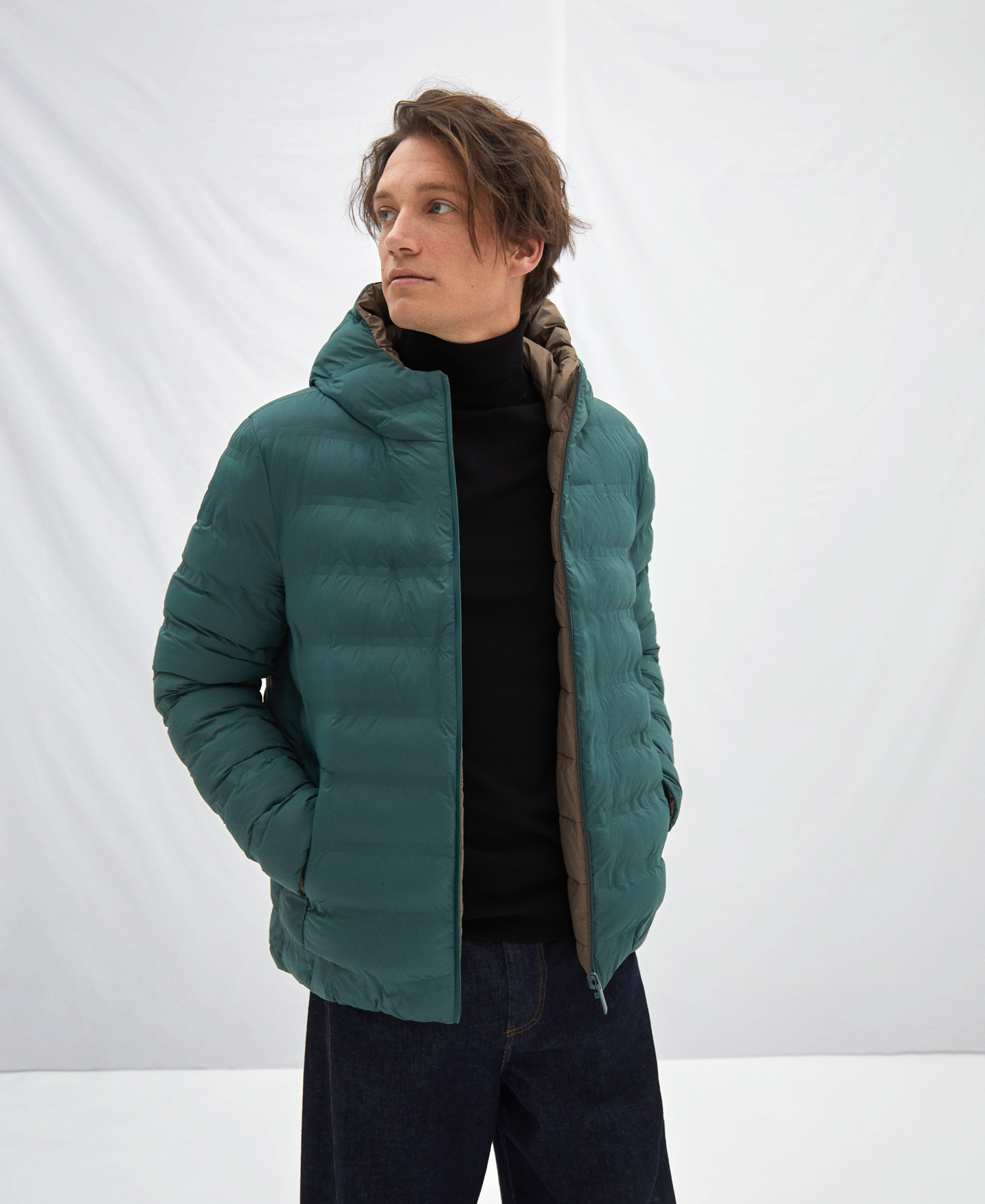 Nylon padded jacket with hood image number 0