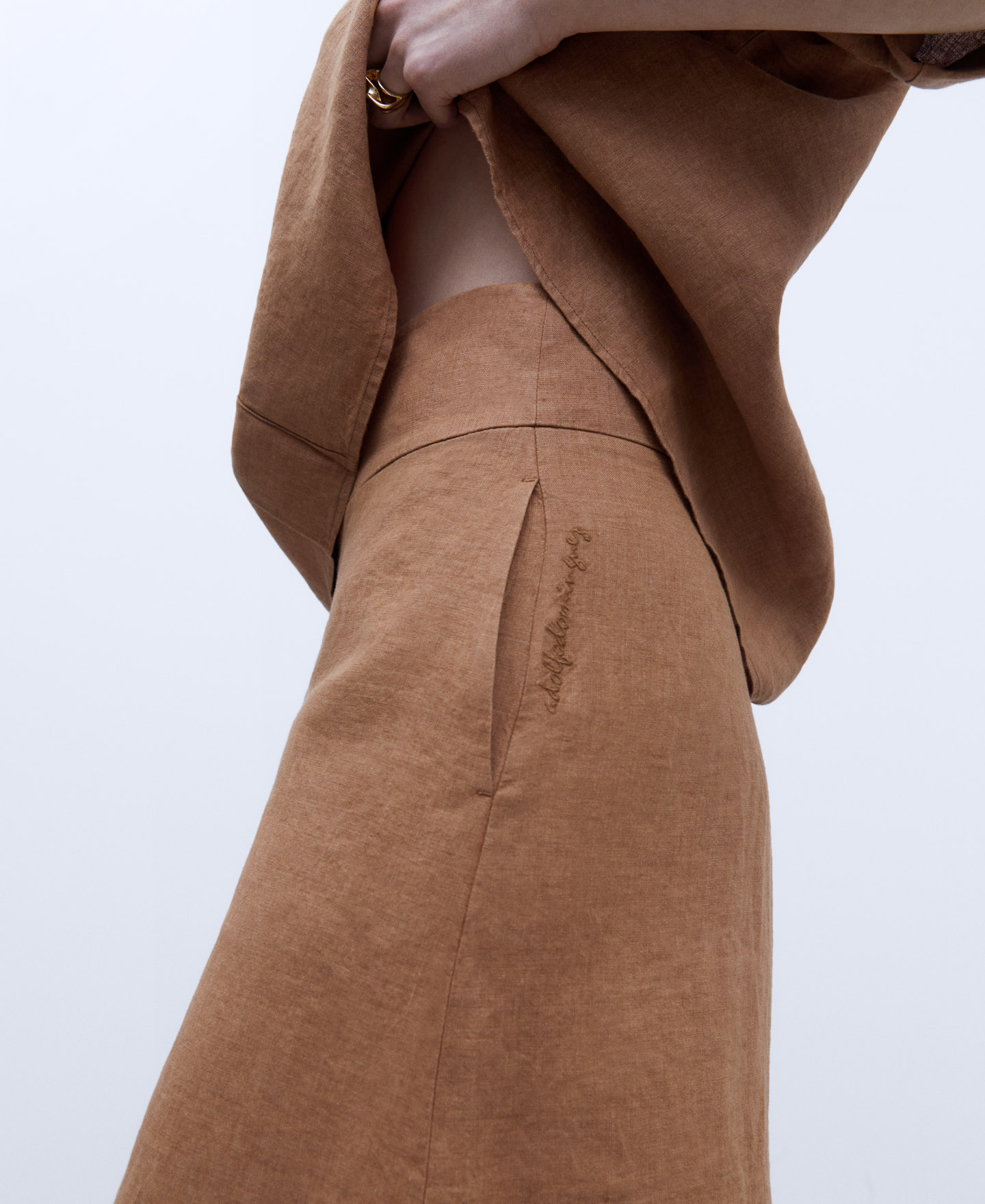 European linen culotte trousers image number 3