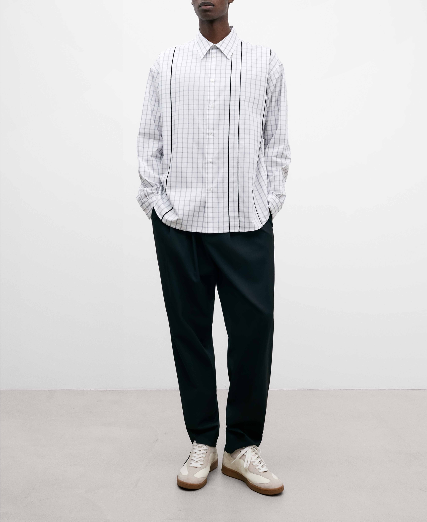 Camisa algodón oversize pespuntes hombre image number 1