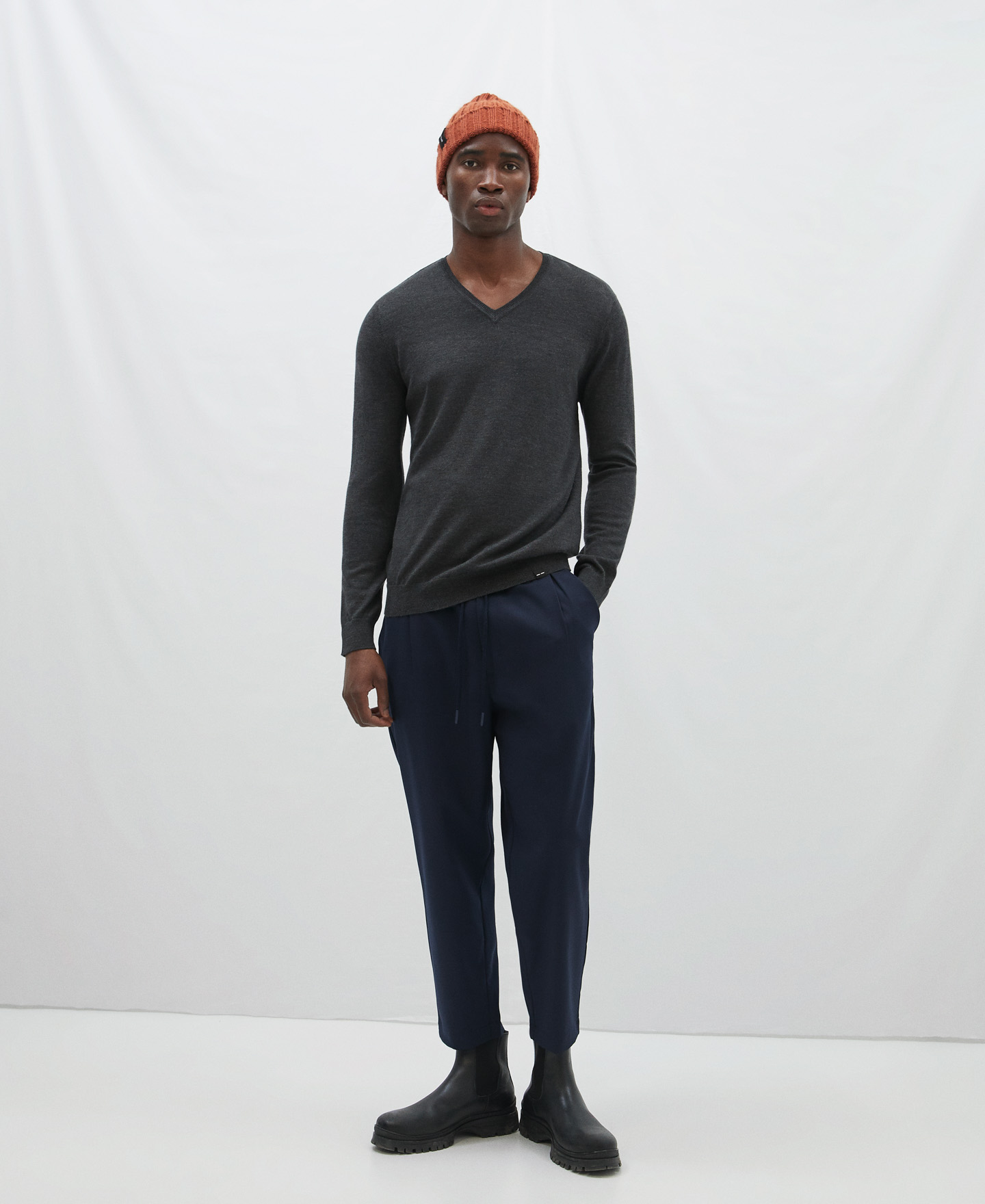 V-neck merino wool sweater image number 1