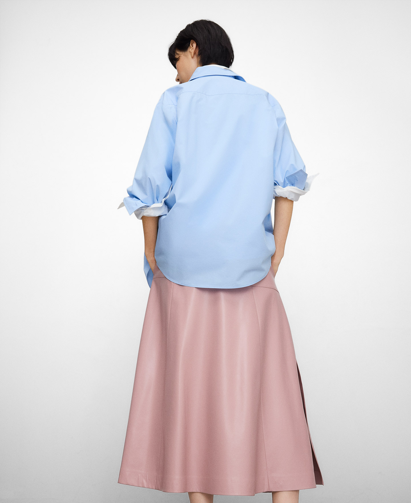 Leather-Non-Leather A-line skirt image number 2