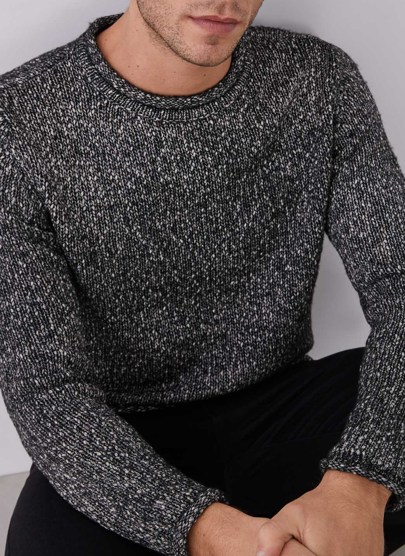 Mottled sweater with roll edges image number 2