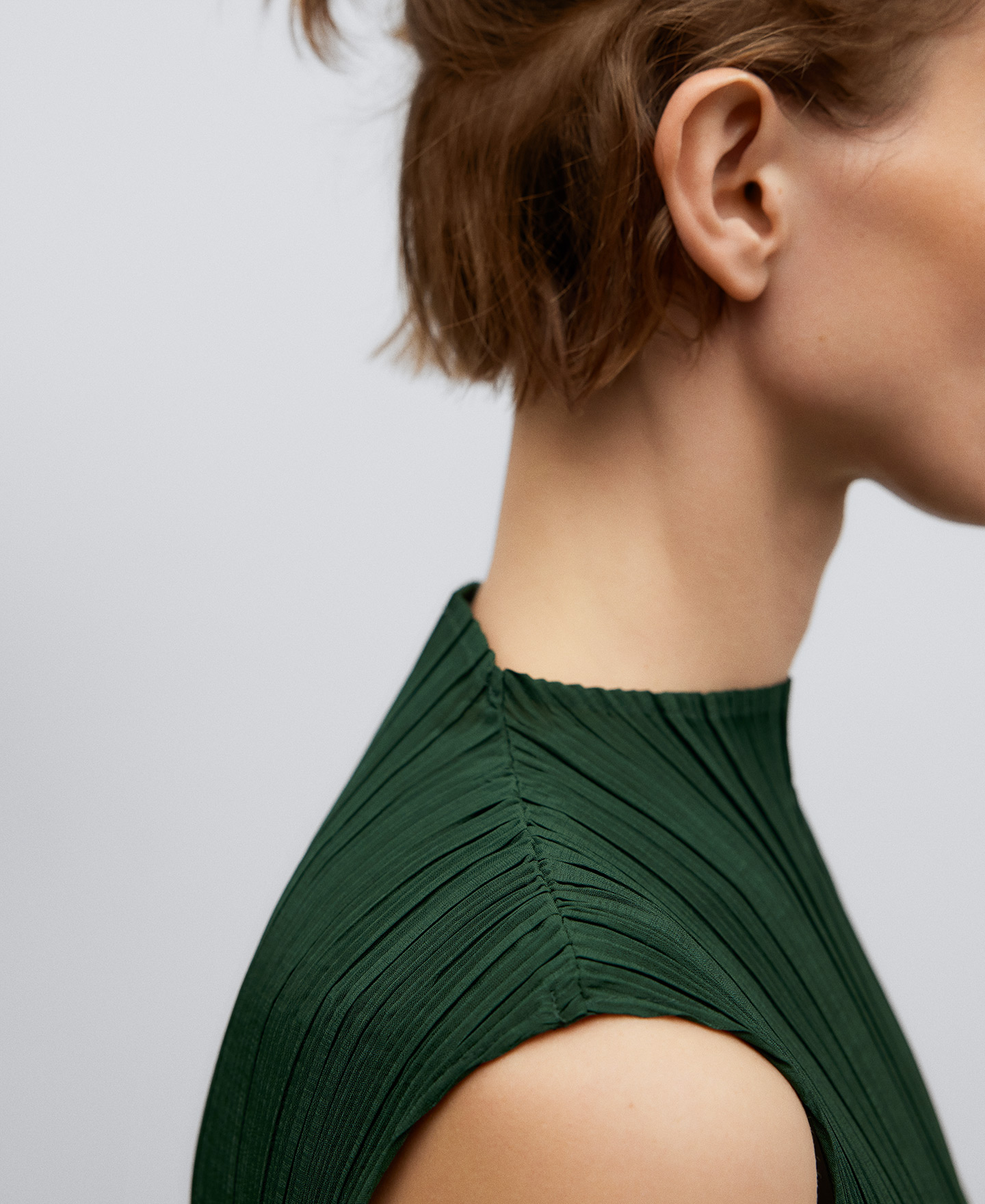 Crinkle two-tone top woman image number 3