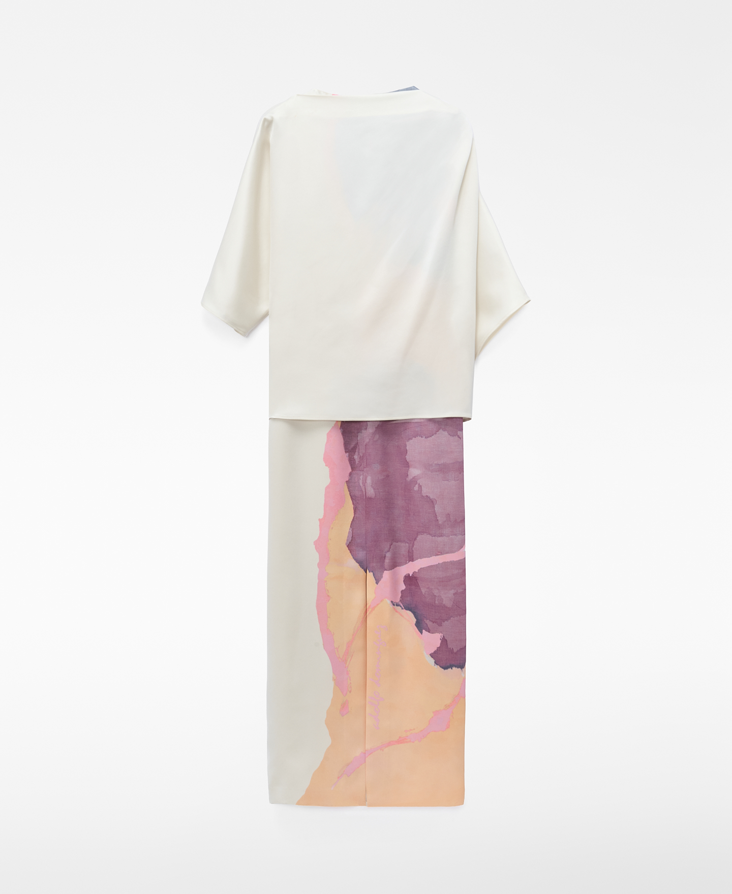 Long printed dress with an overlay cape image number 9