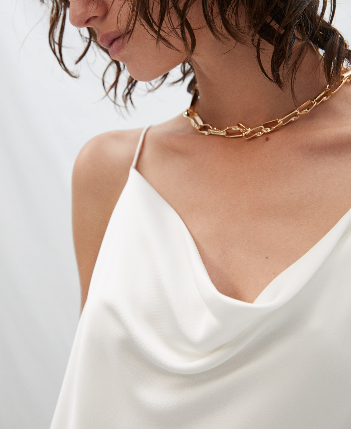 Satin top with draped neckline image number 3