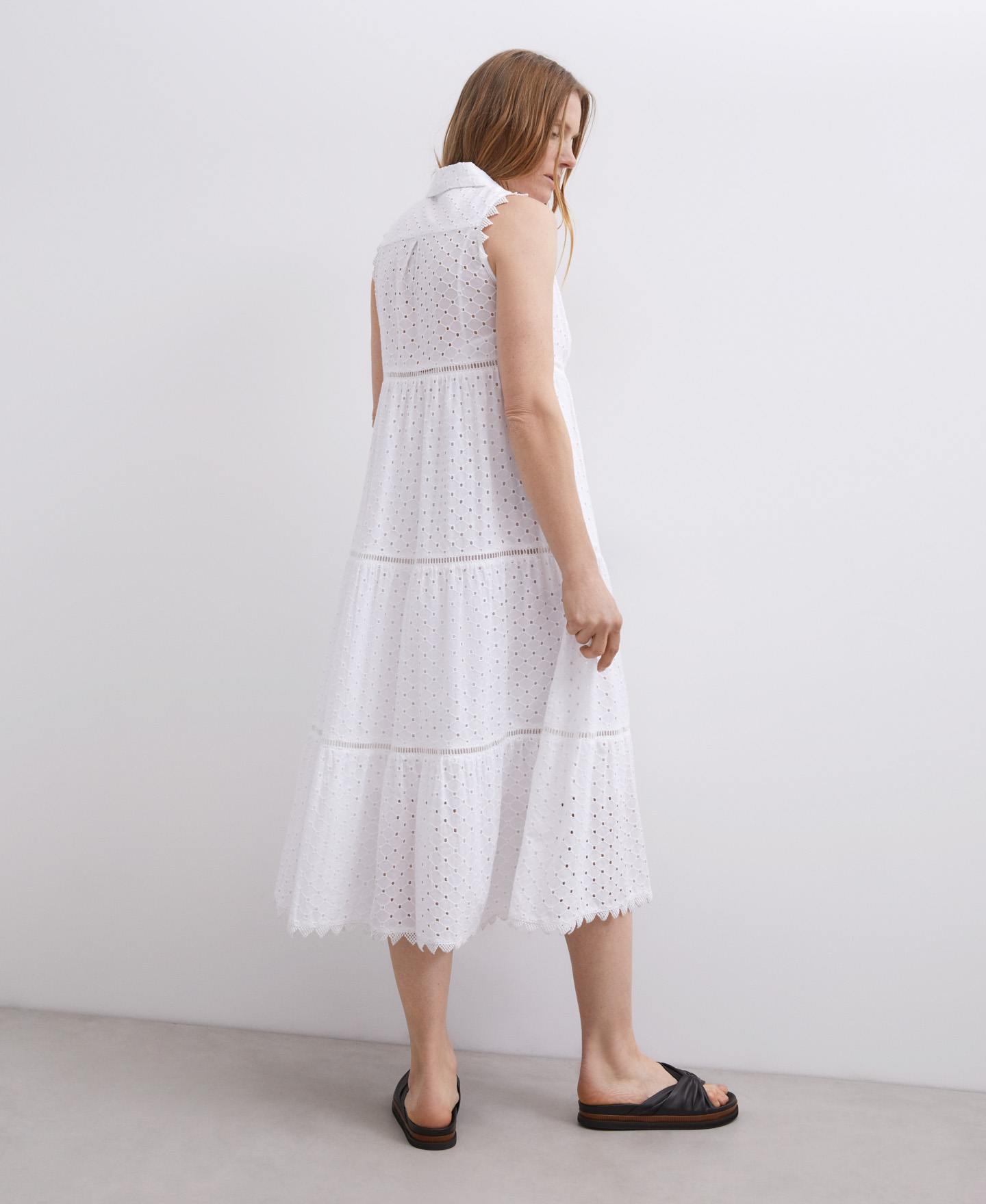 Midi dress white shirt collar image number 1