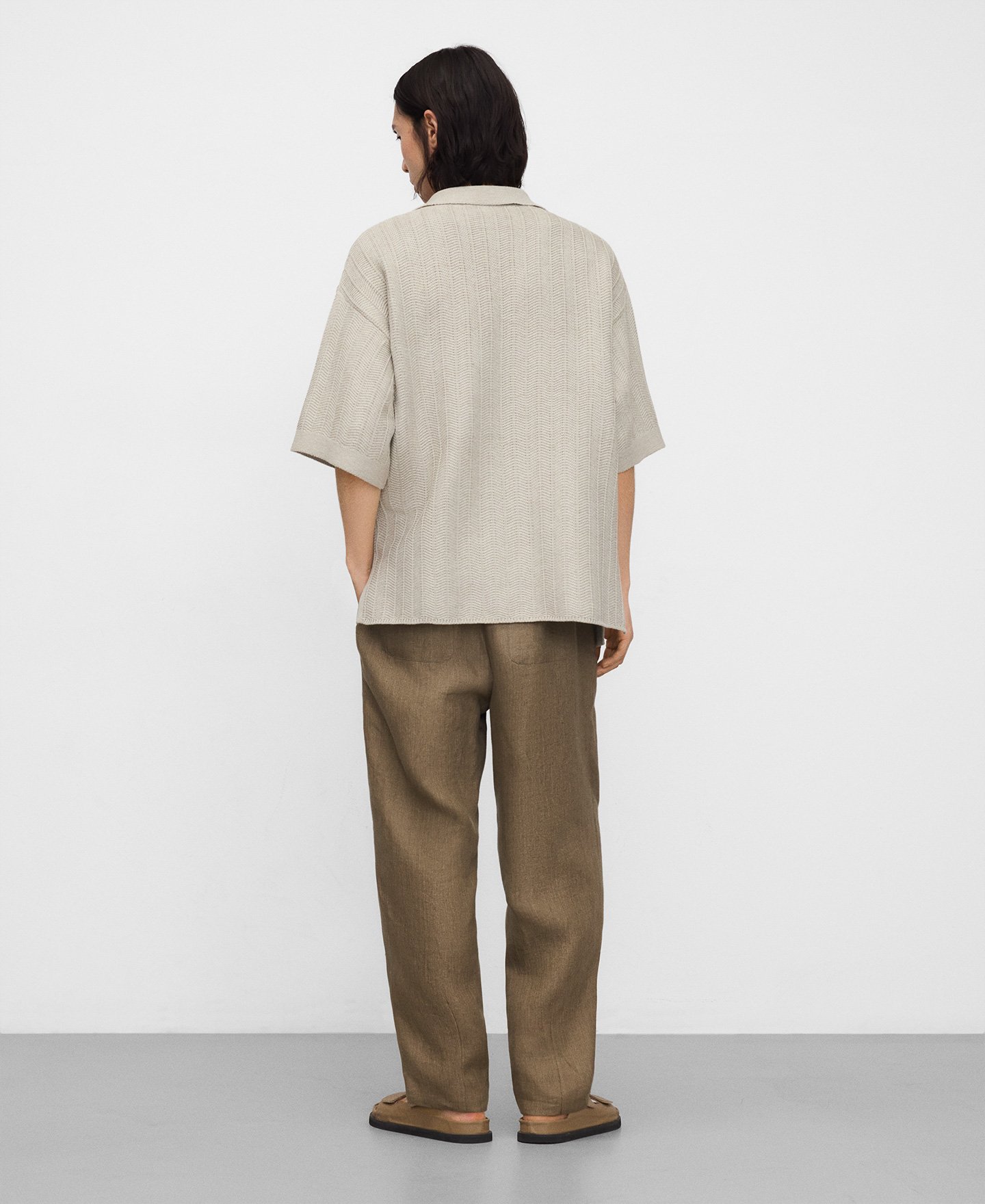 Raffia texture oversize polo shirt image number 2