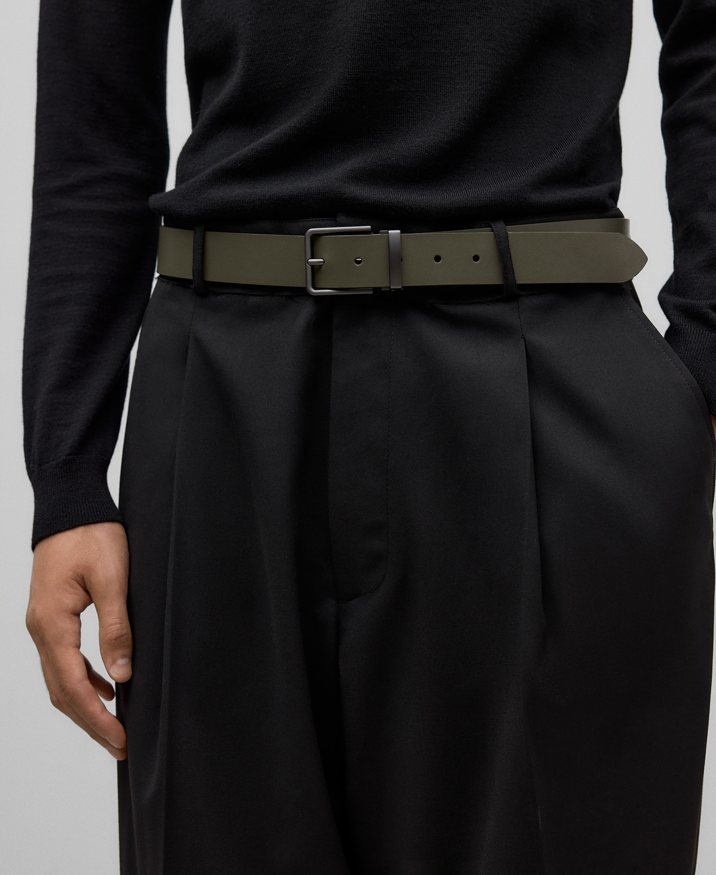 Leather belt with logo man image number 3