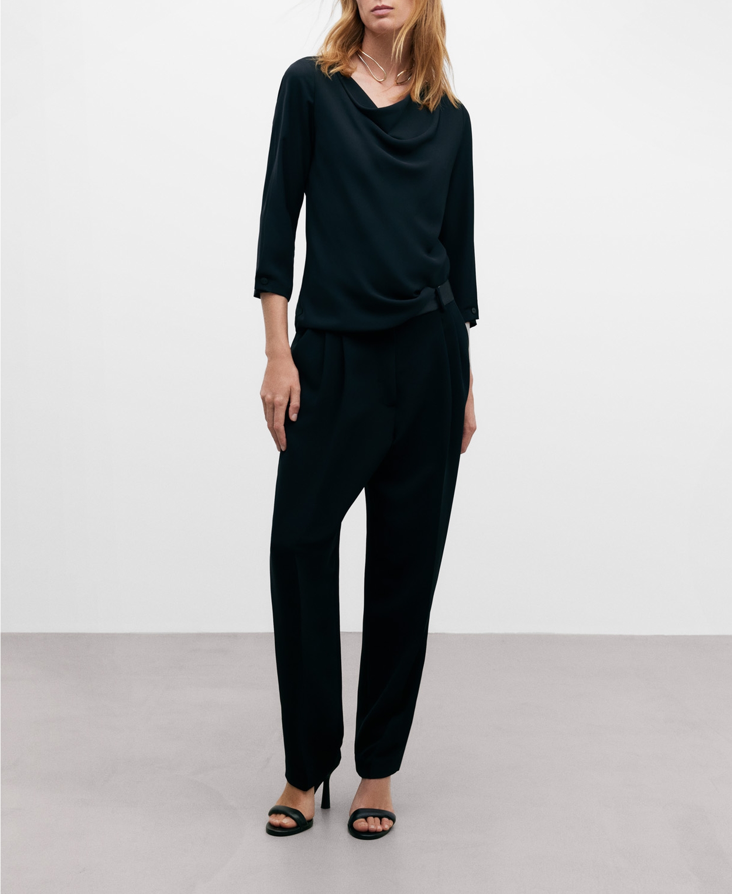 Draped collar blouse for women image number 1