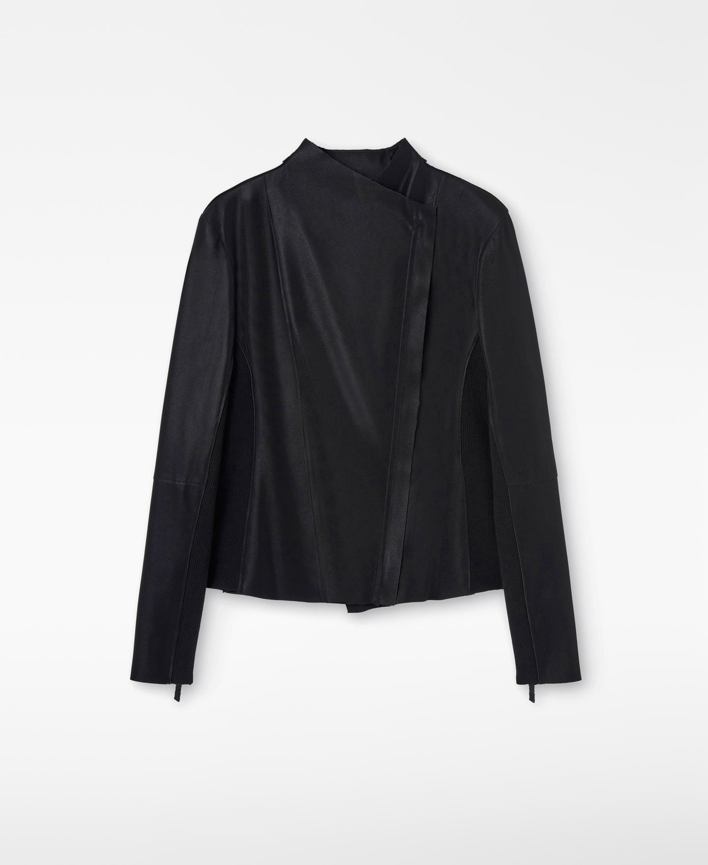 Leather-Non-Leather fitted jacket image number 4