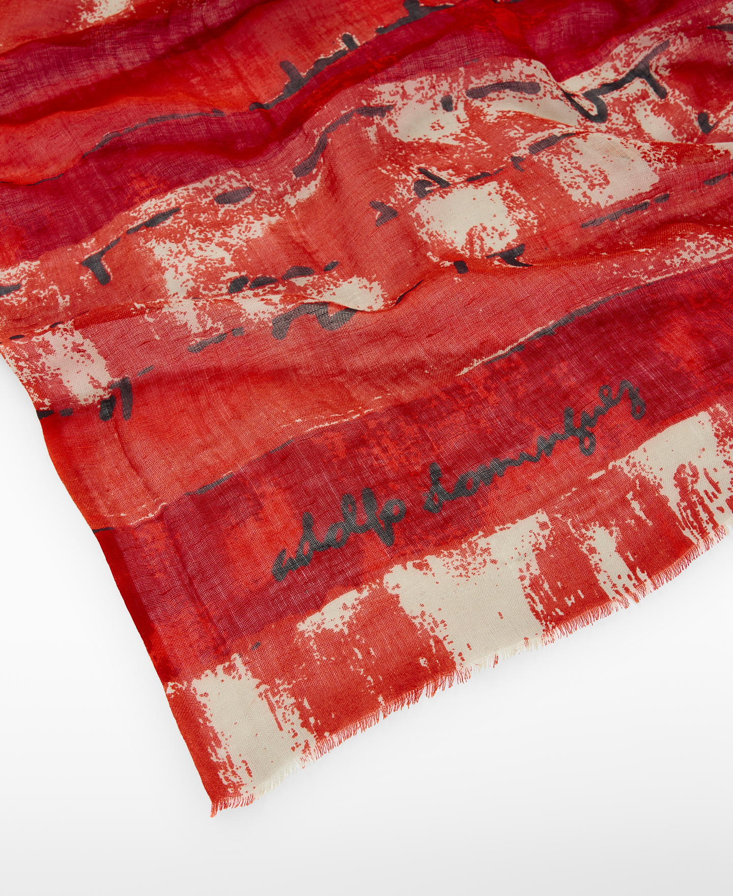 Linen and modal letter-print scarf image number 2