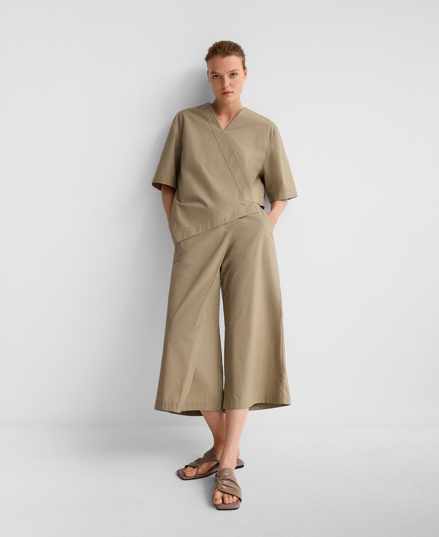 Pantalón pareo cropped algodón mujer image number 3