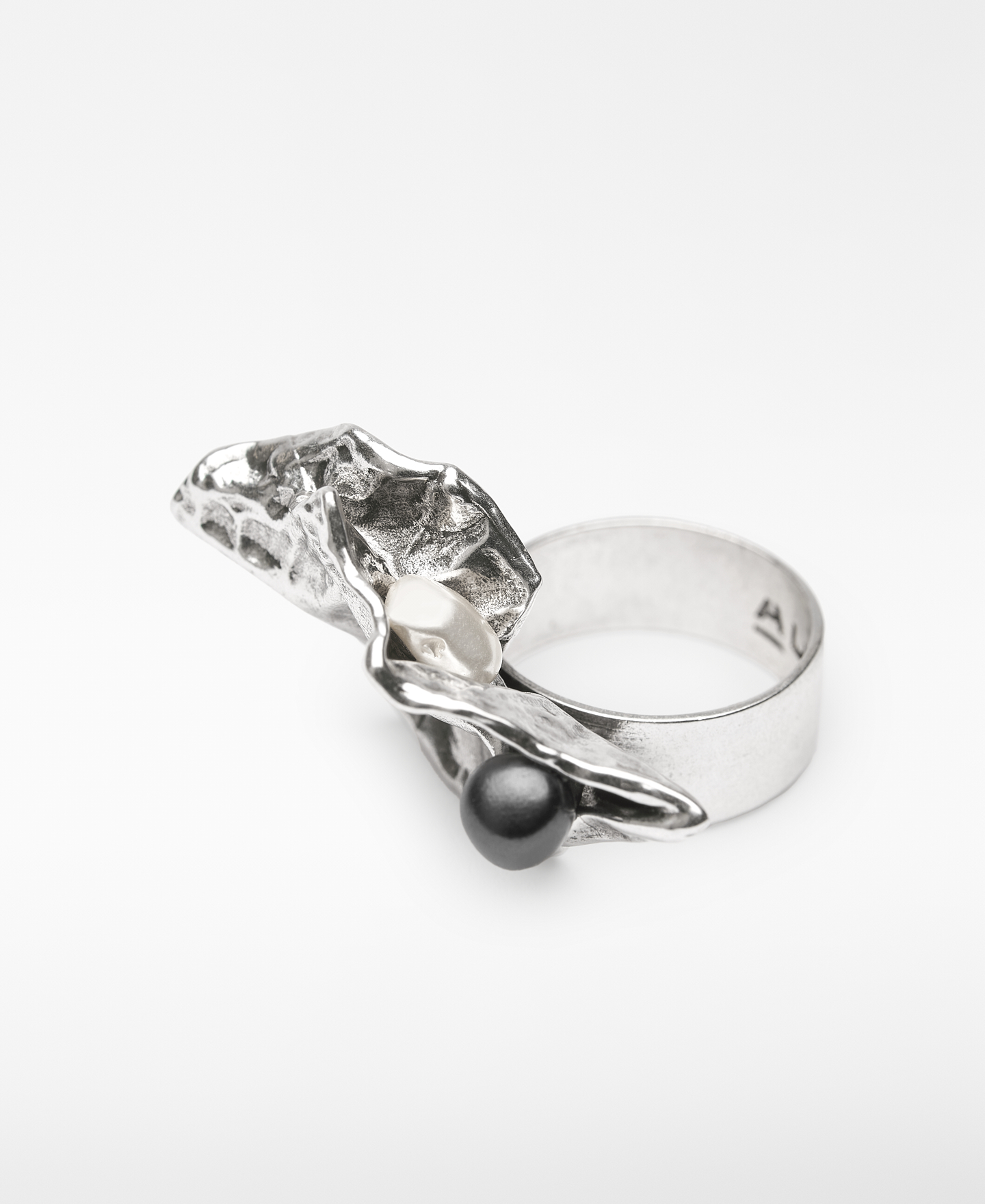 Maxi-bague métallique à perle femme image number 1