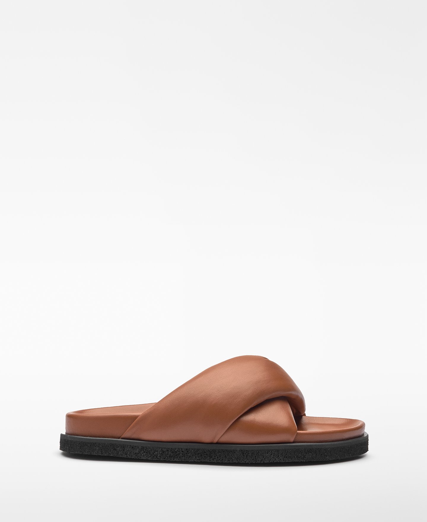 Padded leather straps sandal woman image number 0