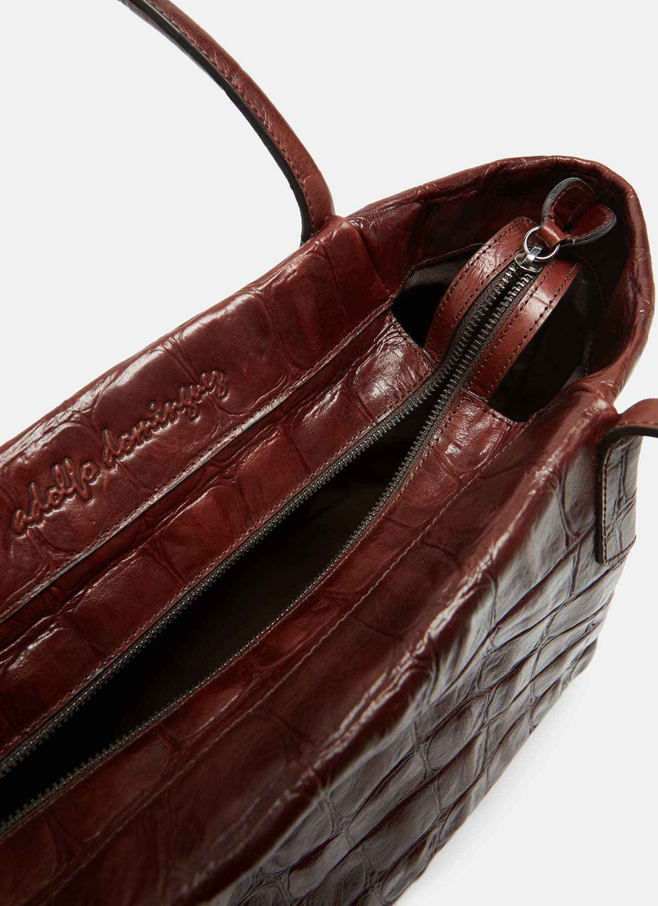 Crocodile embossed leather shopper bag image number 2