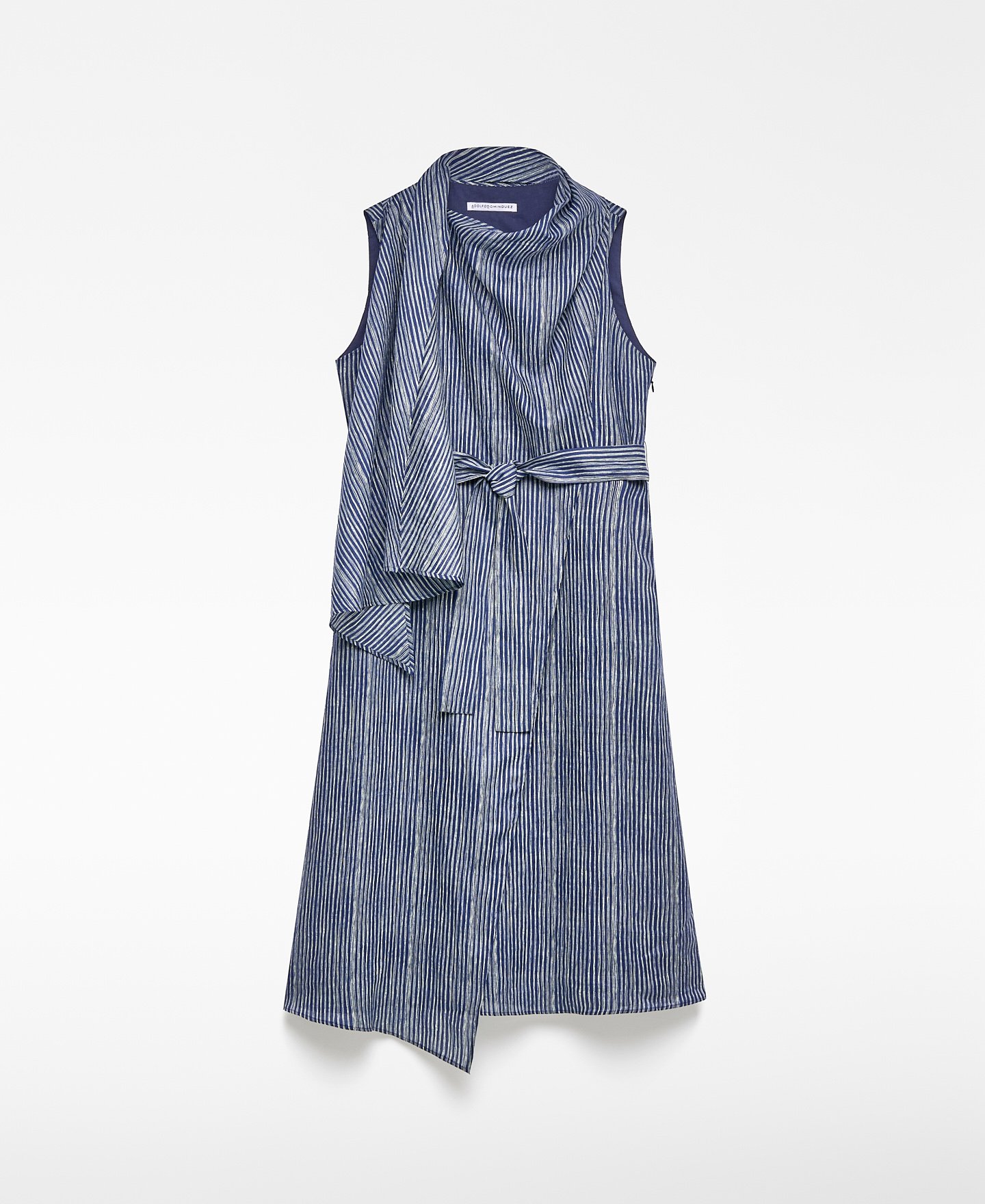 Vestido cuello bufanda rayas ramio mujer image number 4