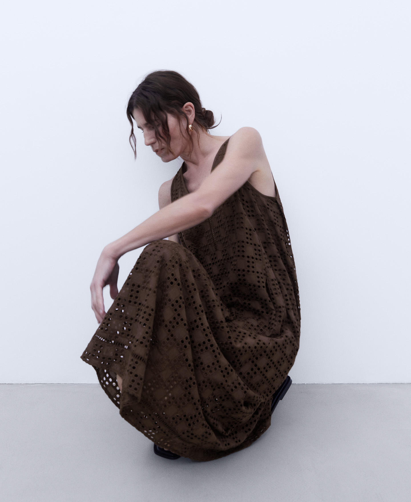 Cotton flared line dress image number 3