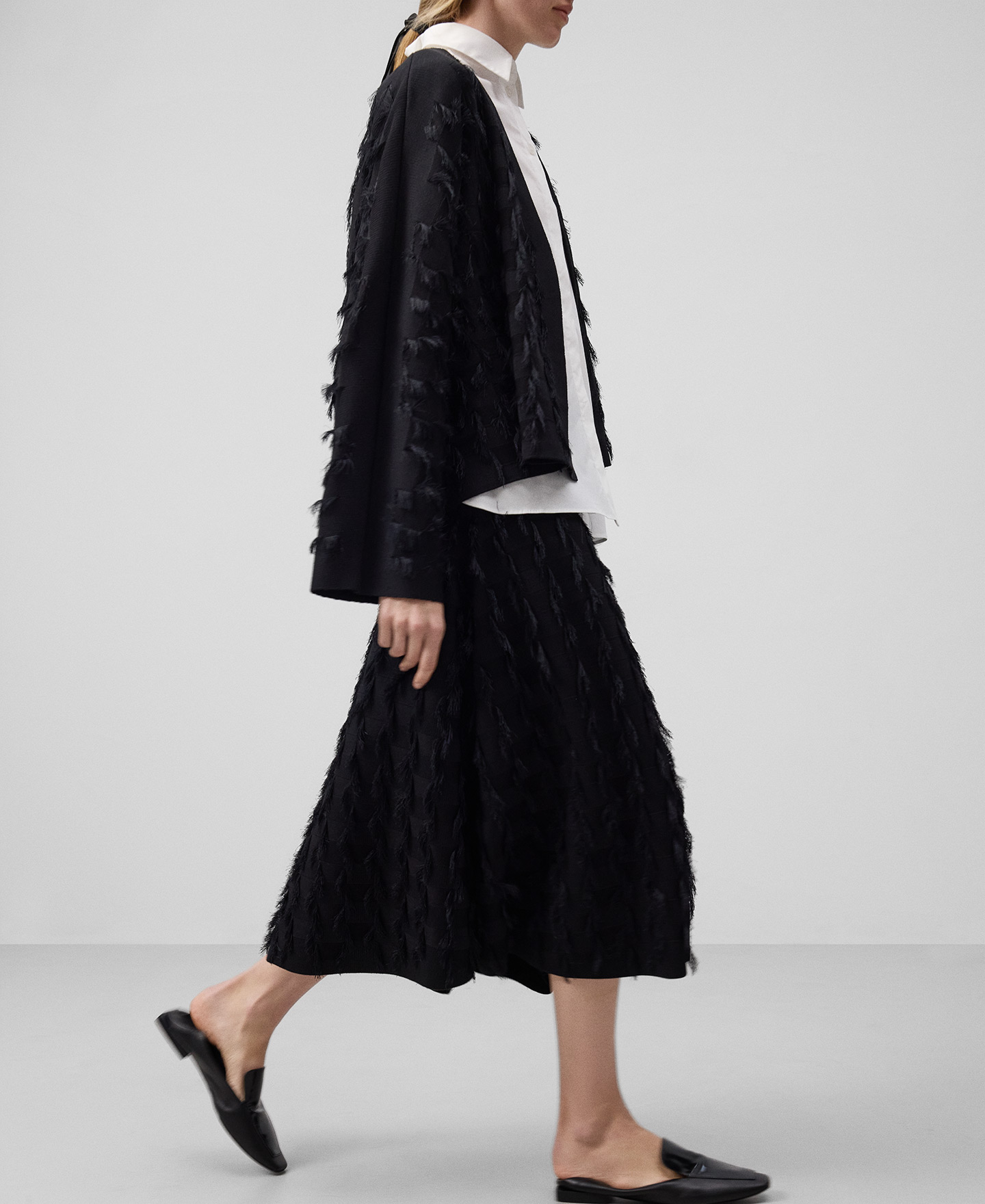 Knit skirt with fringe detailing woman image number 0