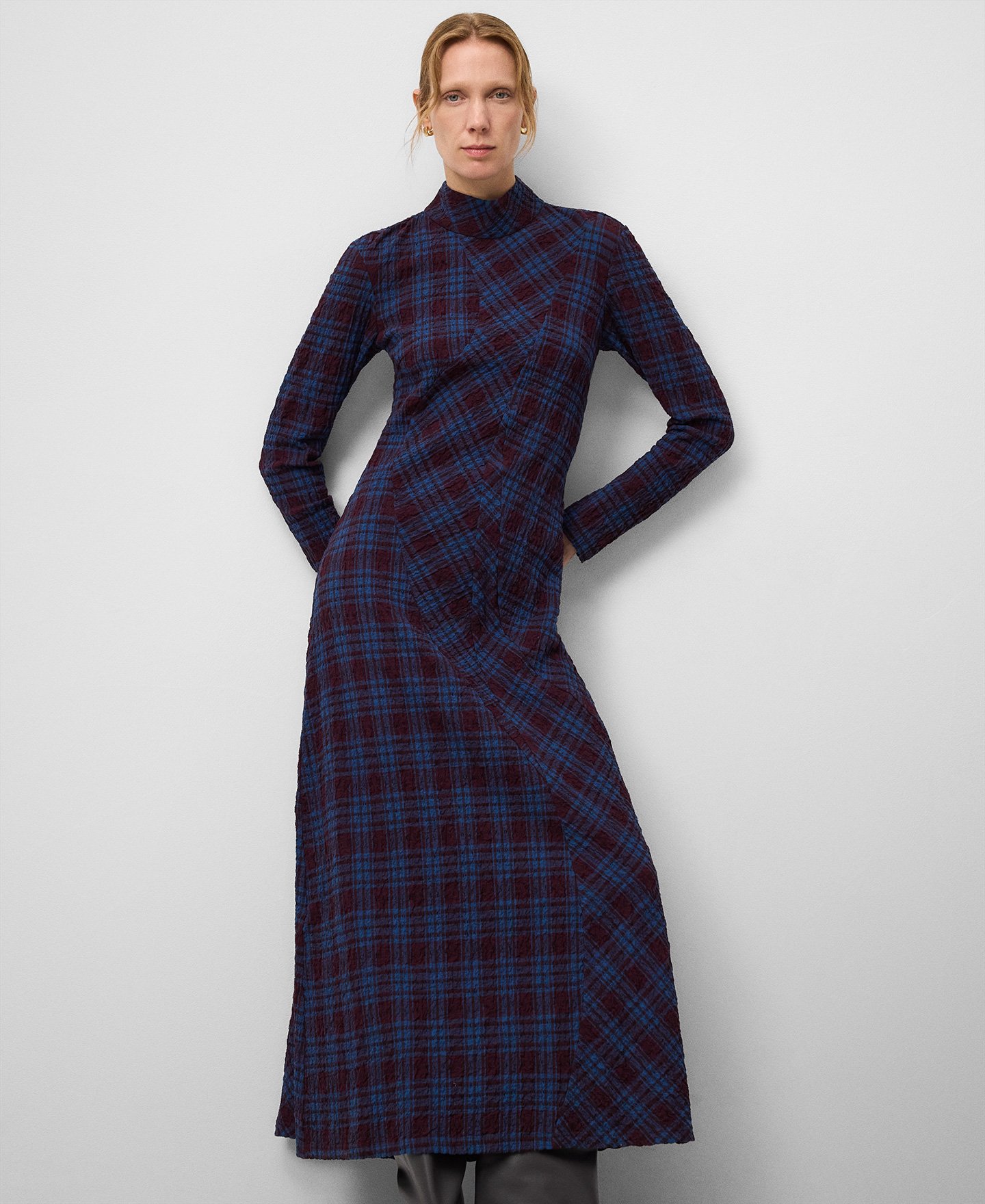 Checkered fitted dress woman image number 0