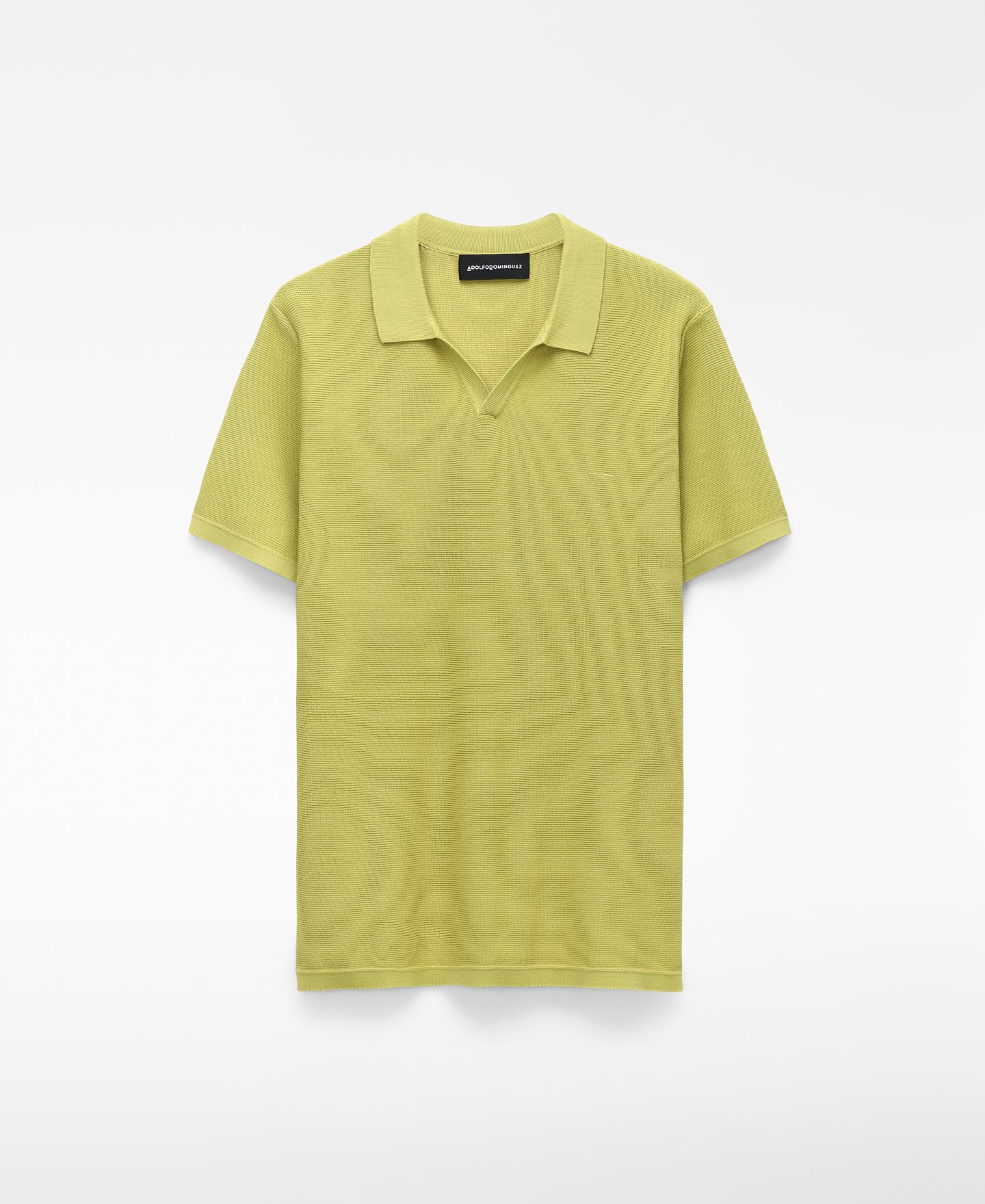 V-neck structured knit polo shirt image number 4