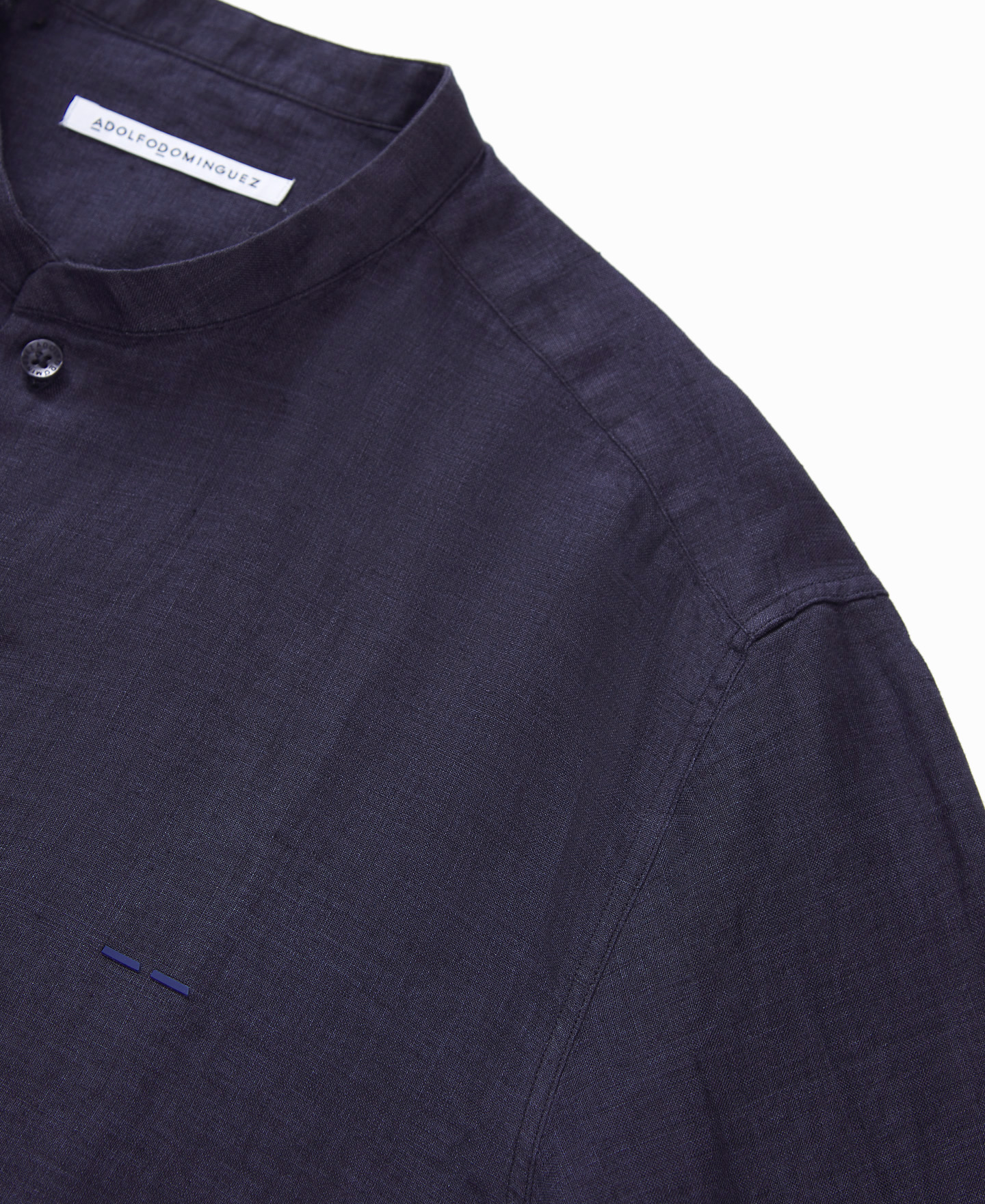 Camisa azul cuello mao en lino image number 6