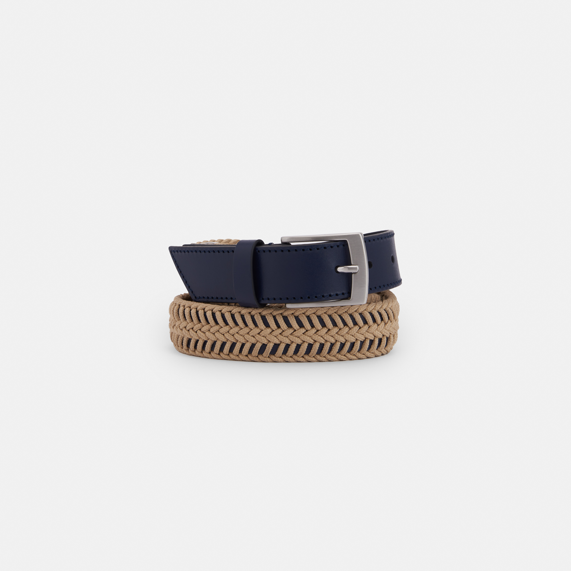 Leather belt with rope details image number 0