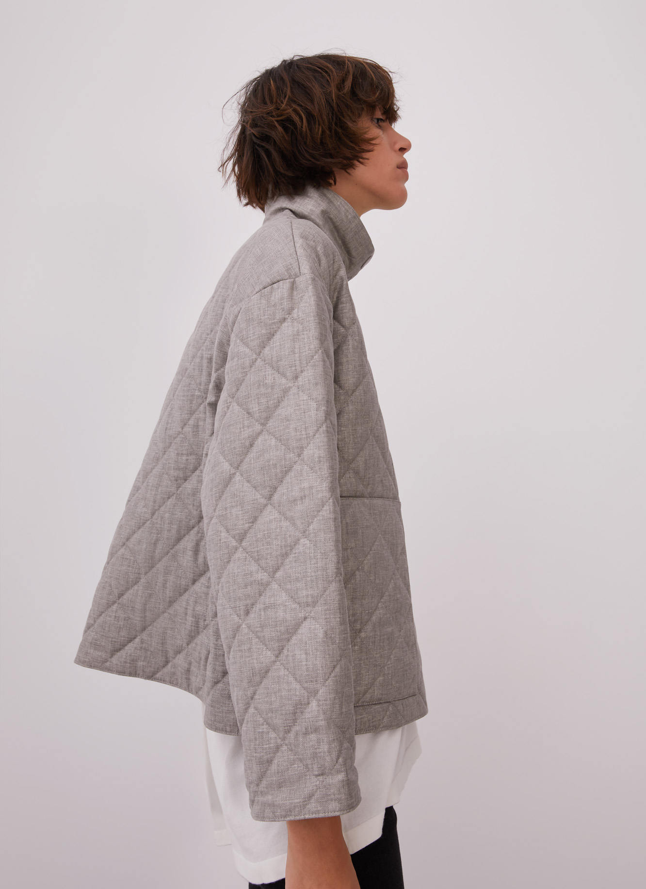 Padded short jacket with chimney collar image number 5