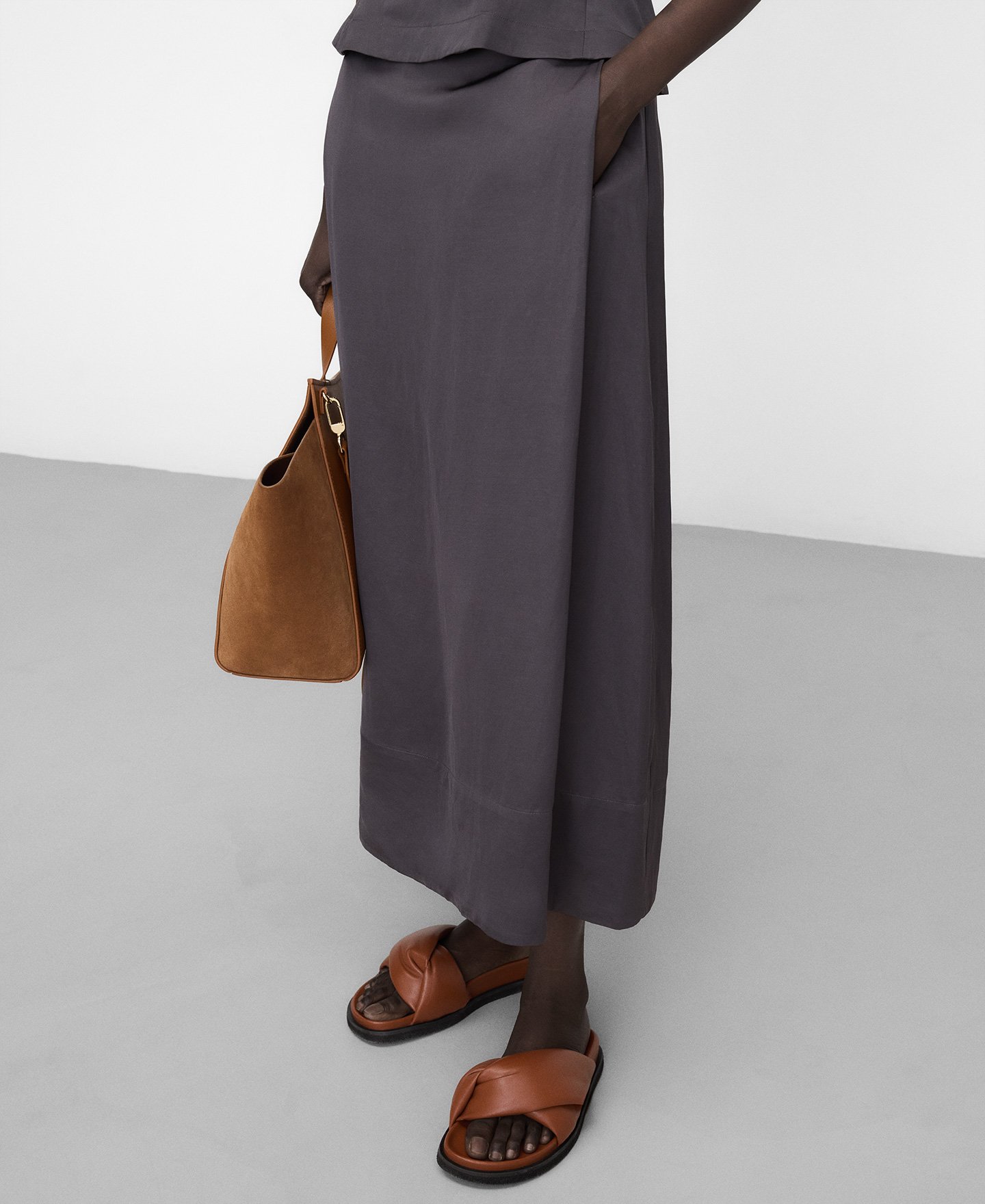 Pleated A-line midi skirt image number 0