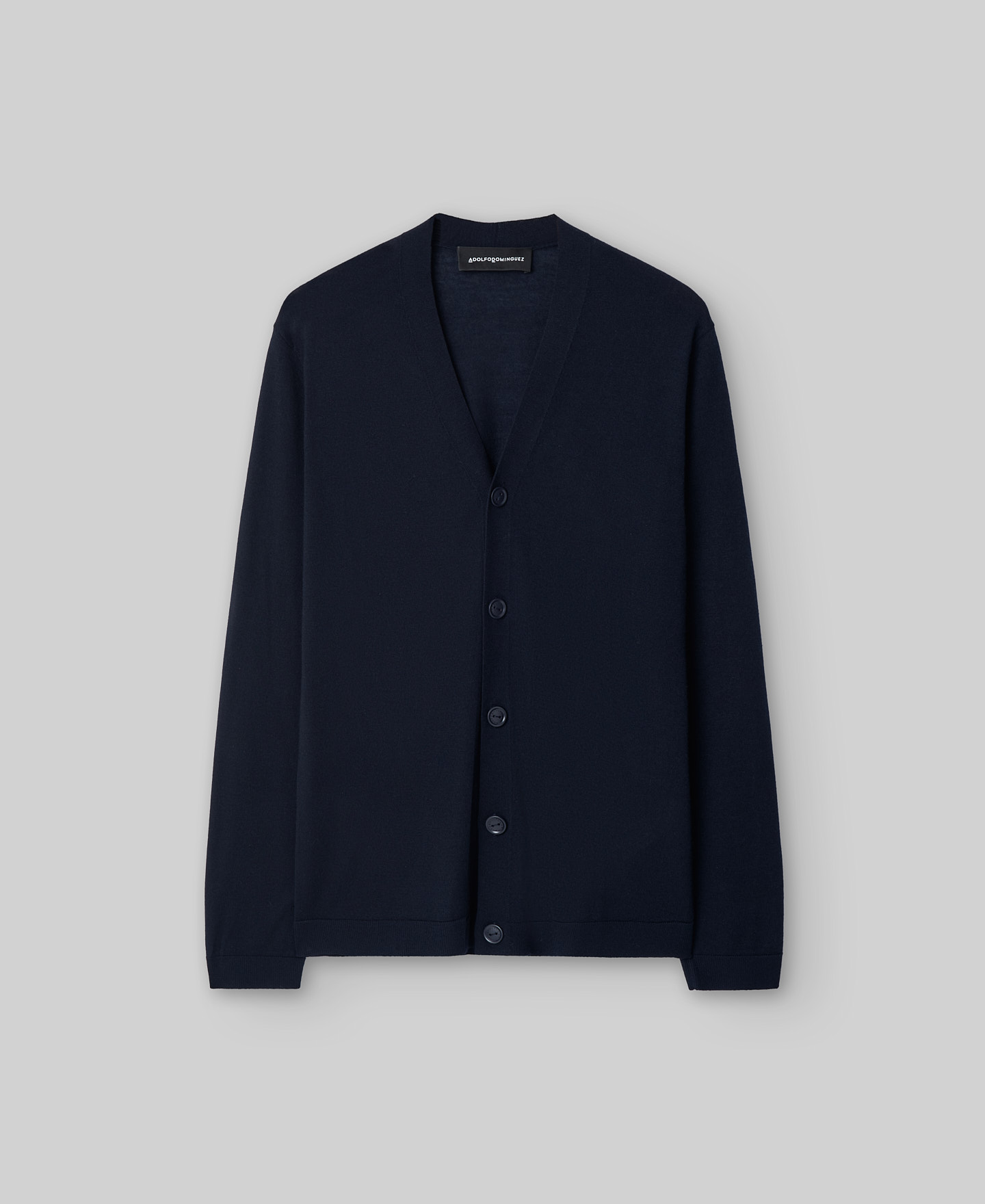 Navy blue merino wool cardigan man image number 4
