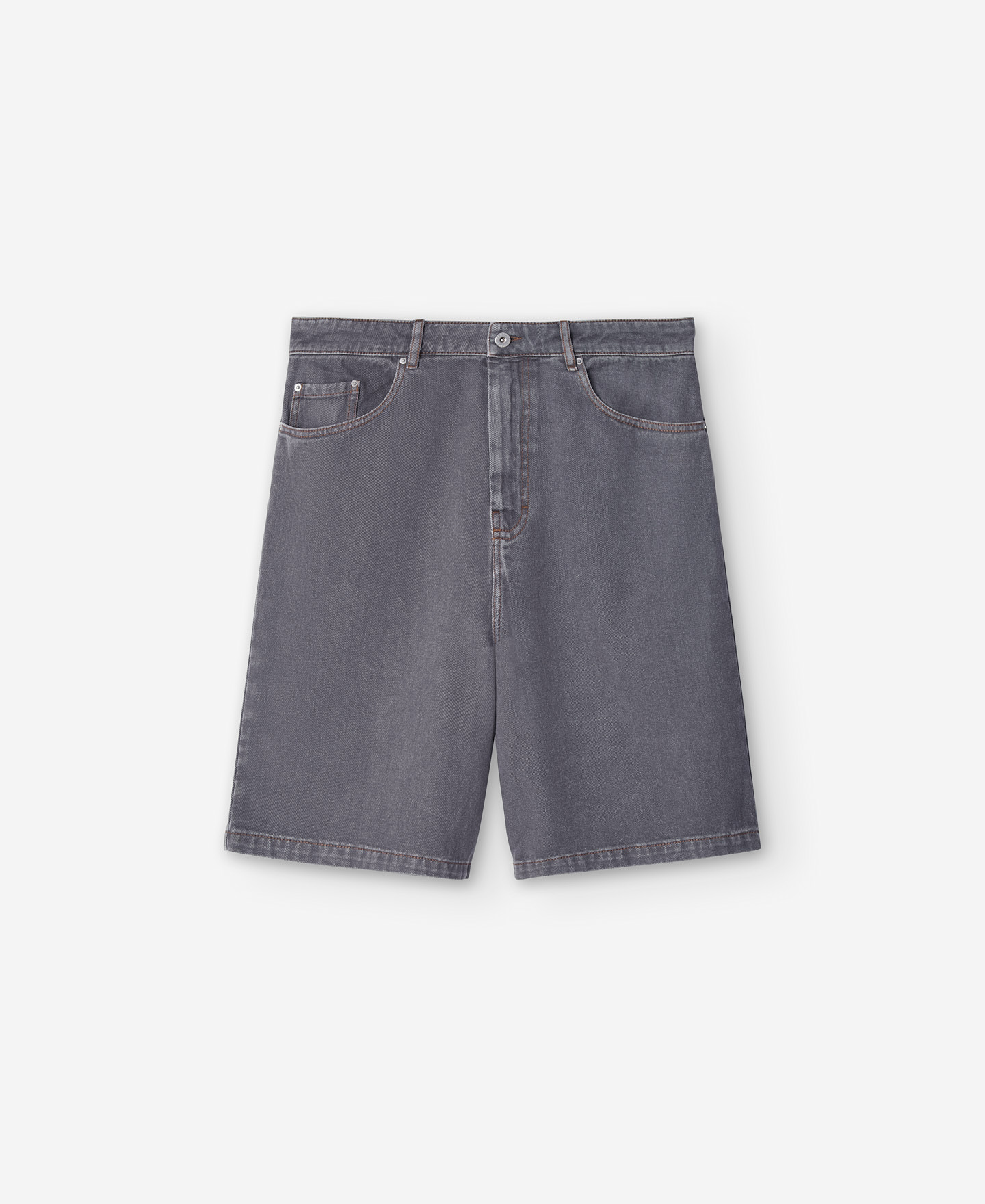 Grey denim Bermuda shorts for men image number 4