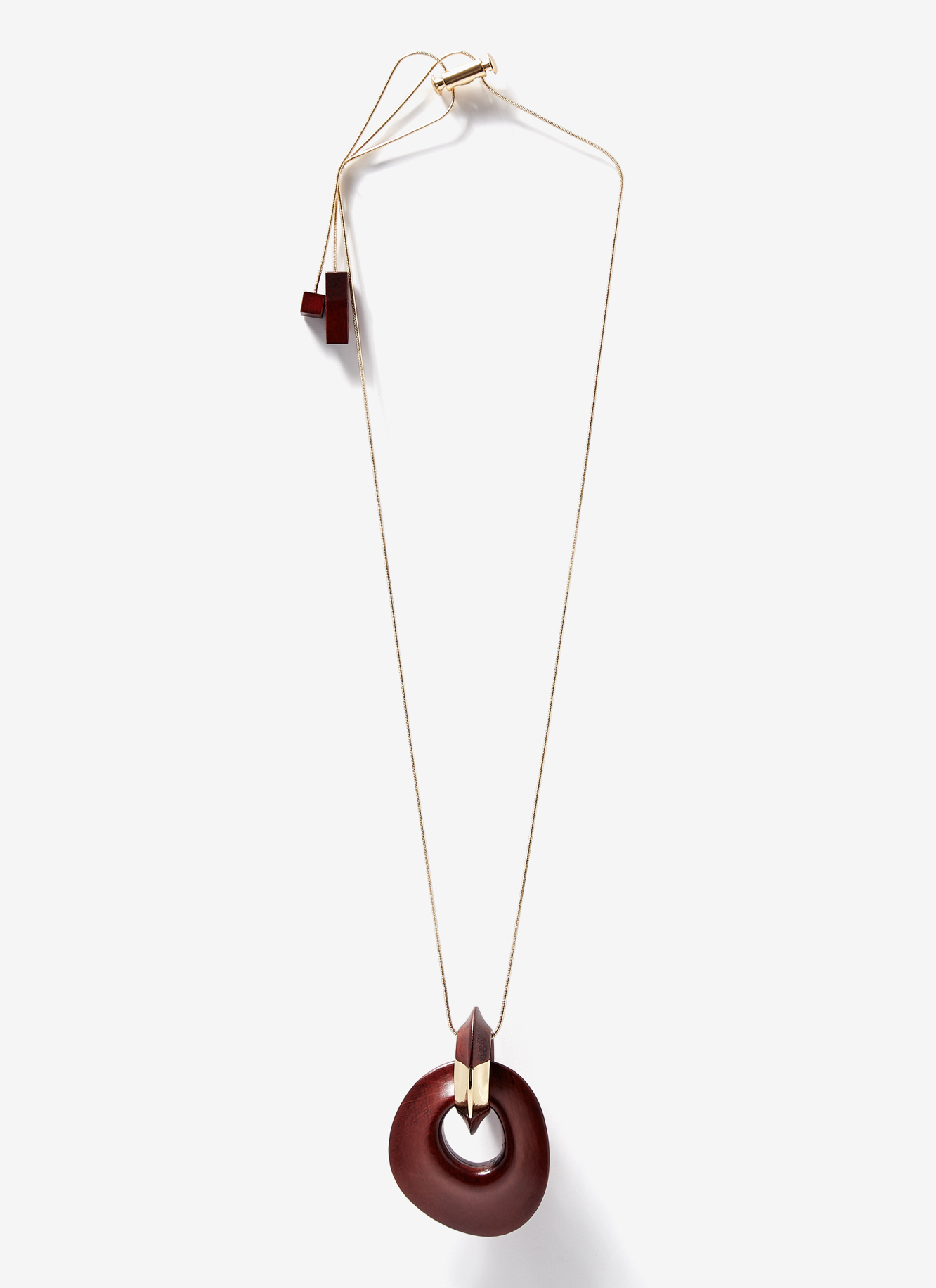 Adjustable necklace with wood pendant image number 0