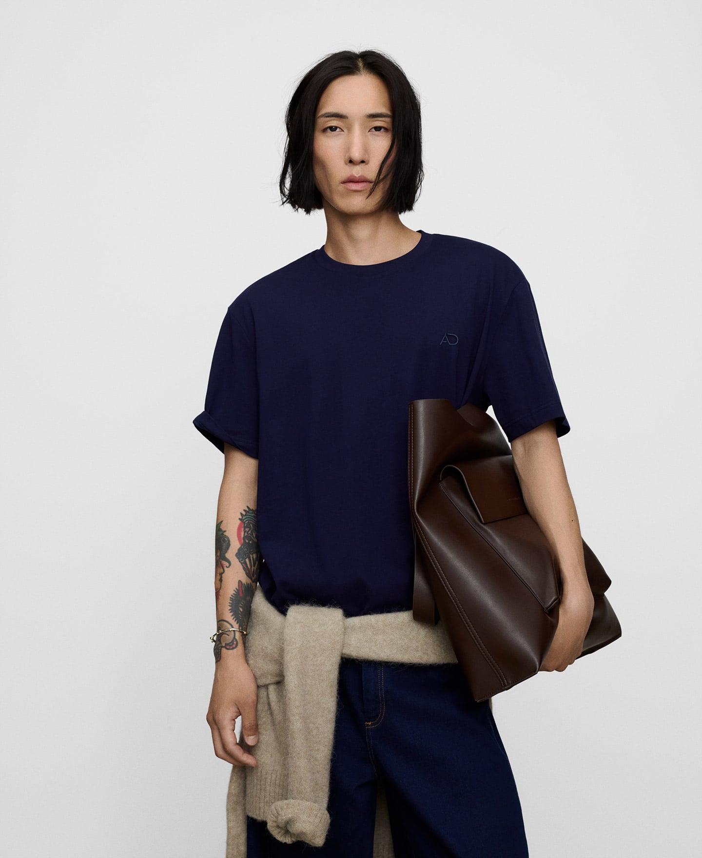 Organic cotton denim-effect T-shirt image number 0