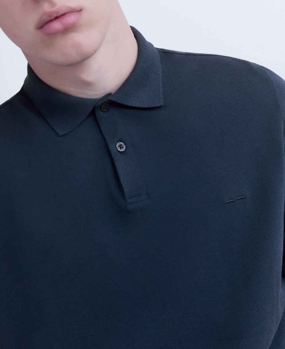 Cotton two button polo shirt image number 3