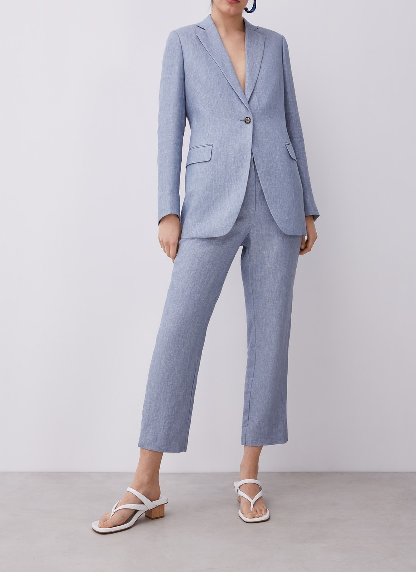 Linen blazer with one button image number 3