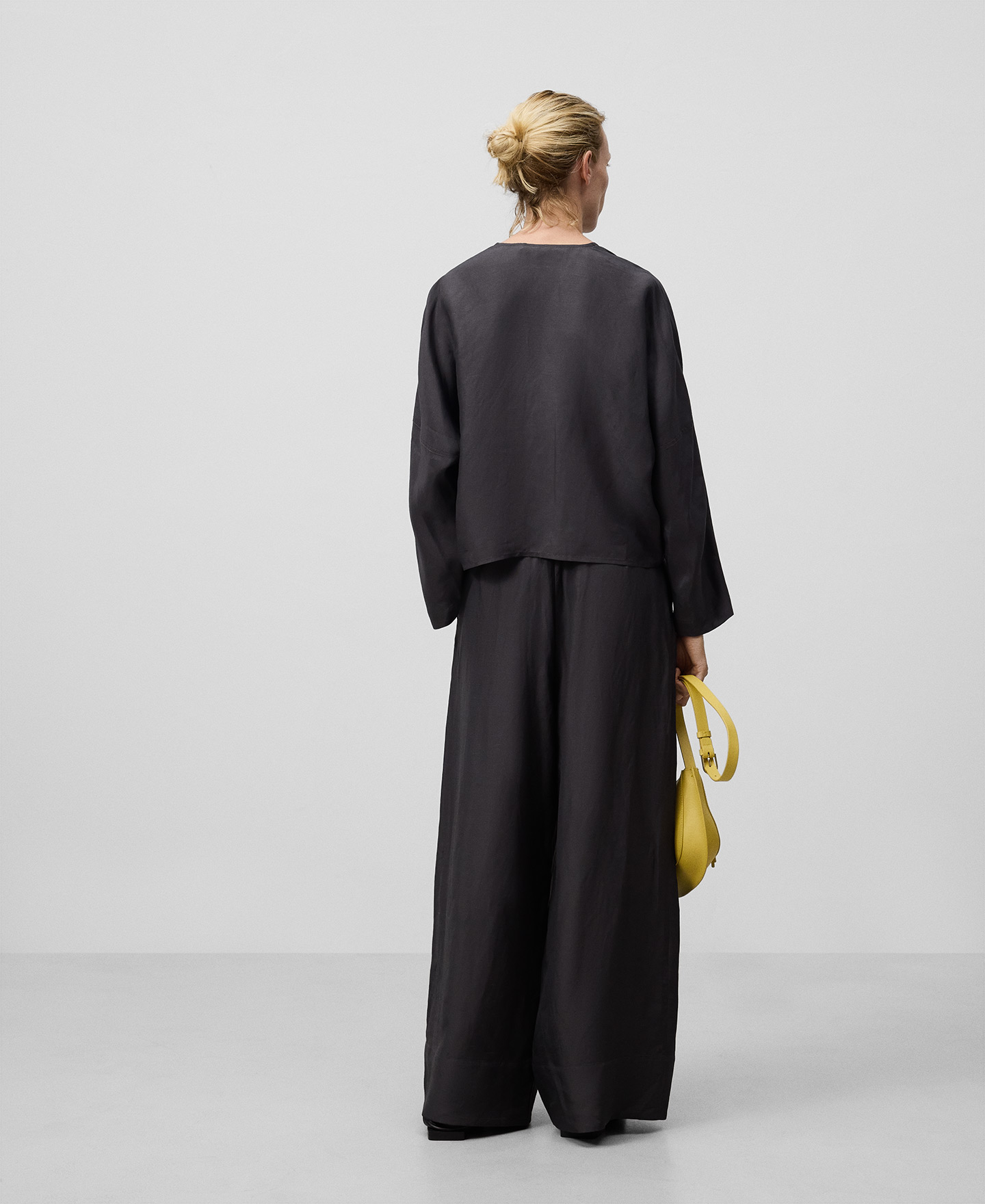 Linen and viscose grey overshirt woman image number 2
