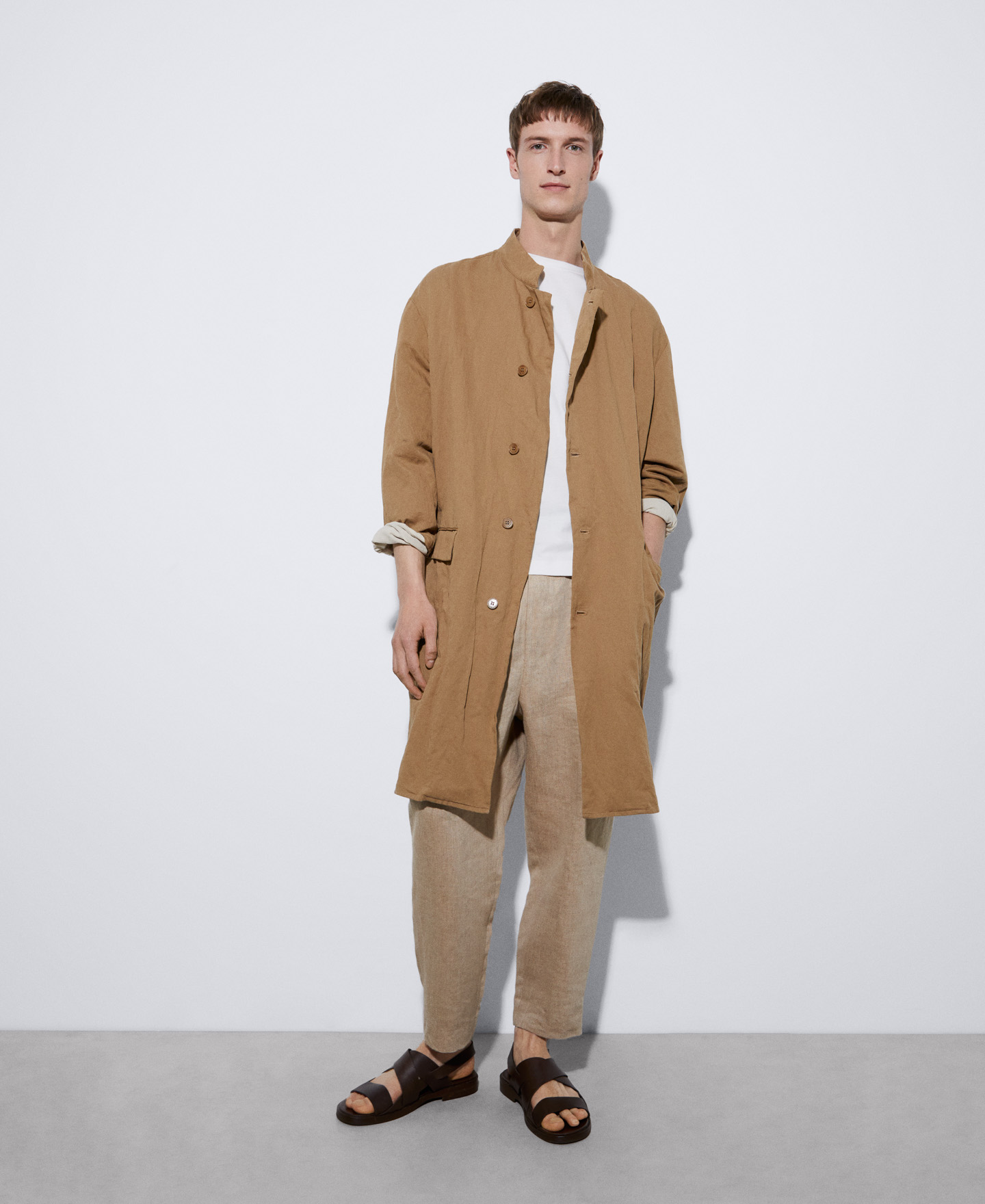 Cotton and metallized fiber trench coat image number 1
