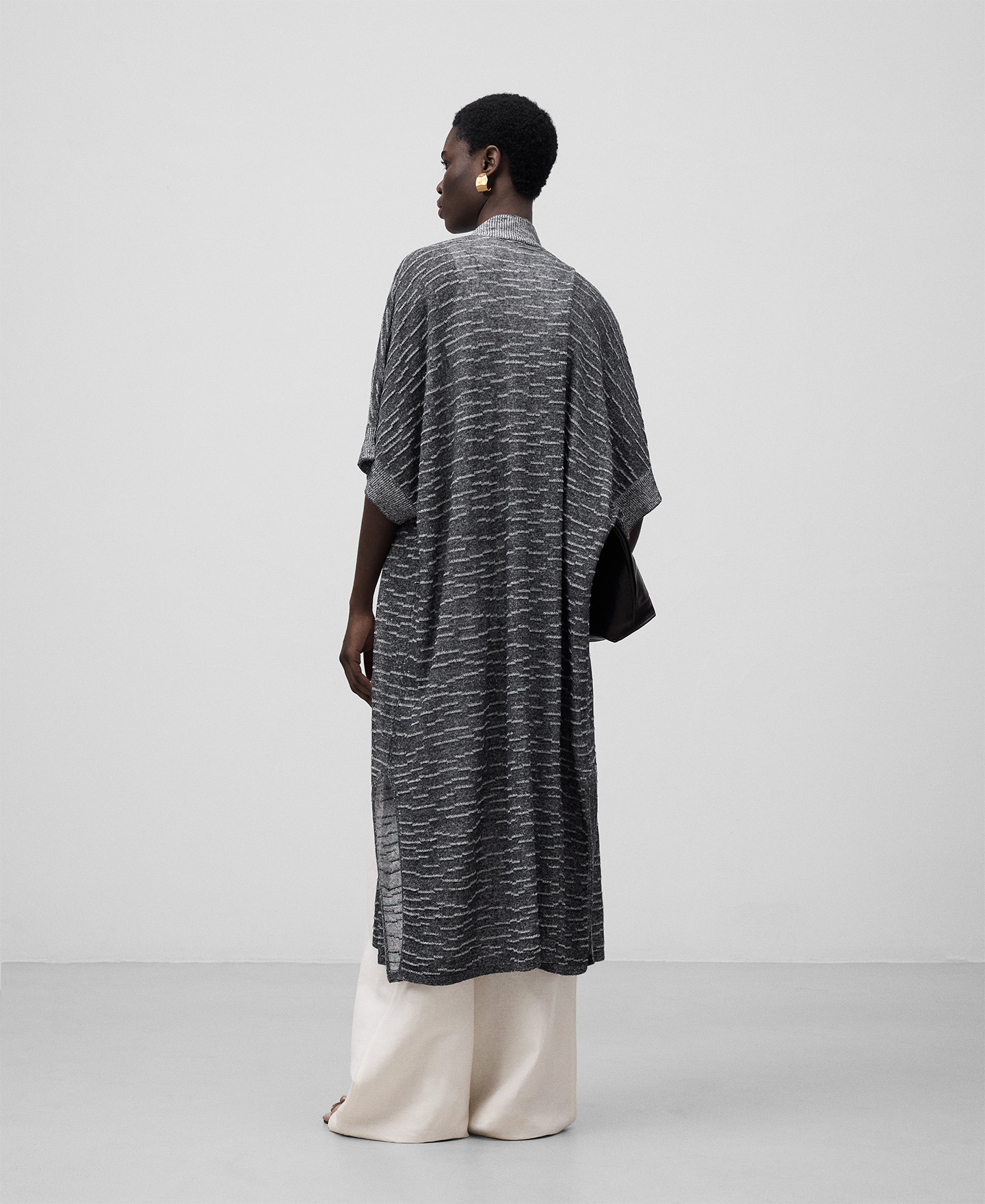 Plated knit kimono jacket woman image number 2