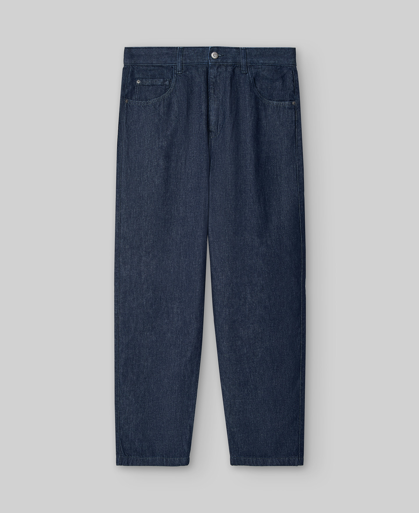 Carrot fit cotton denim trousers man image number 4
