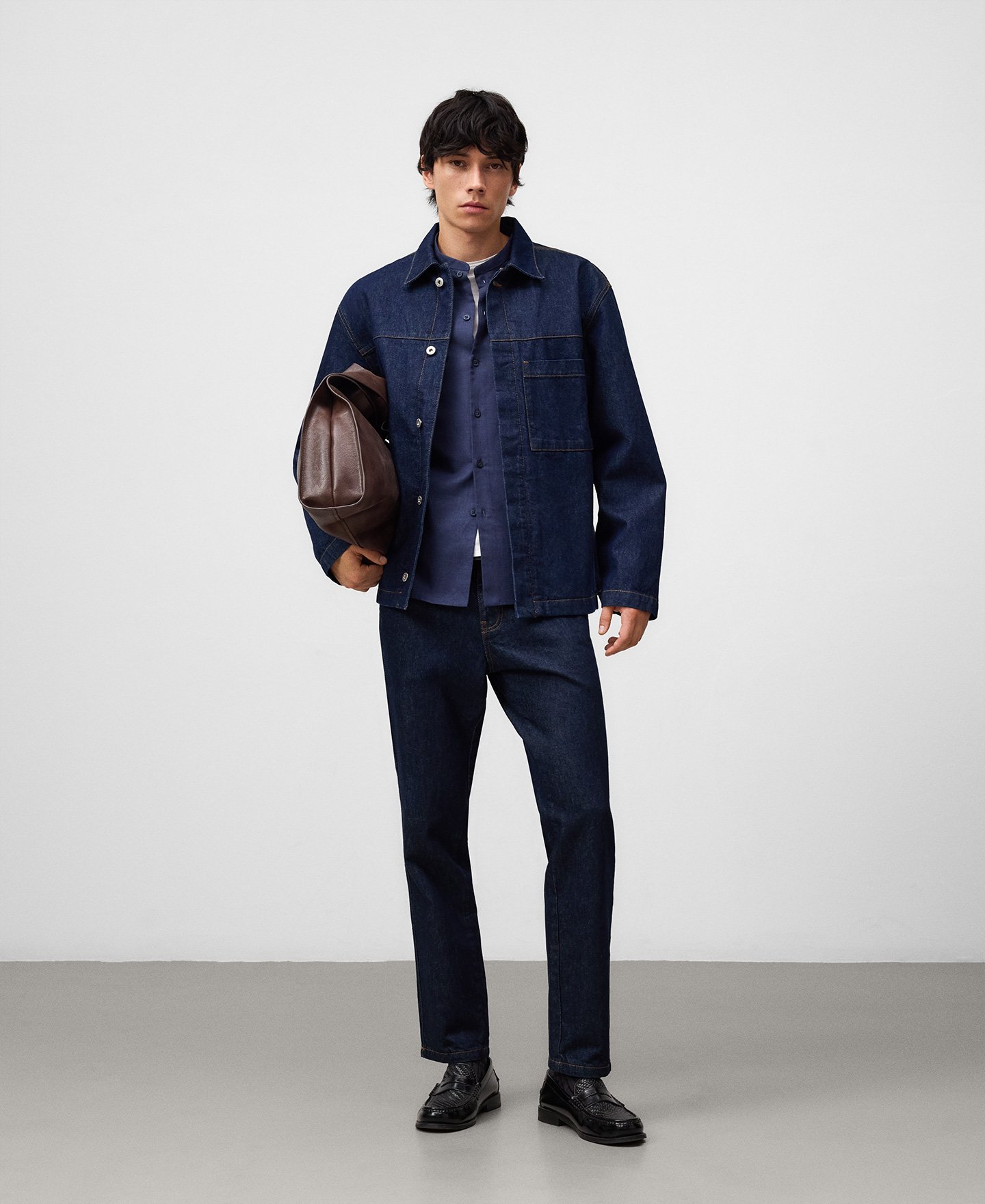 Regular fit Mandarin collar shirt man image number 1