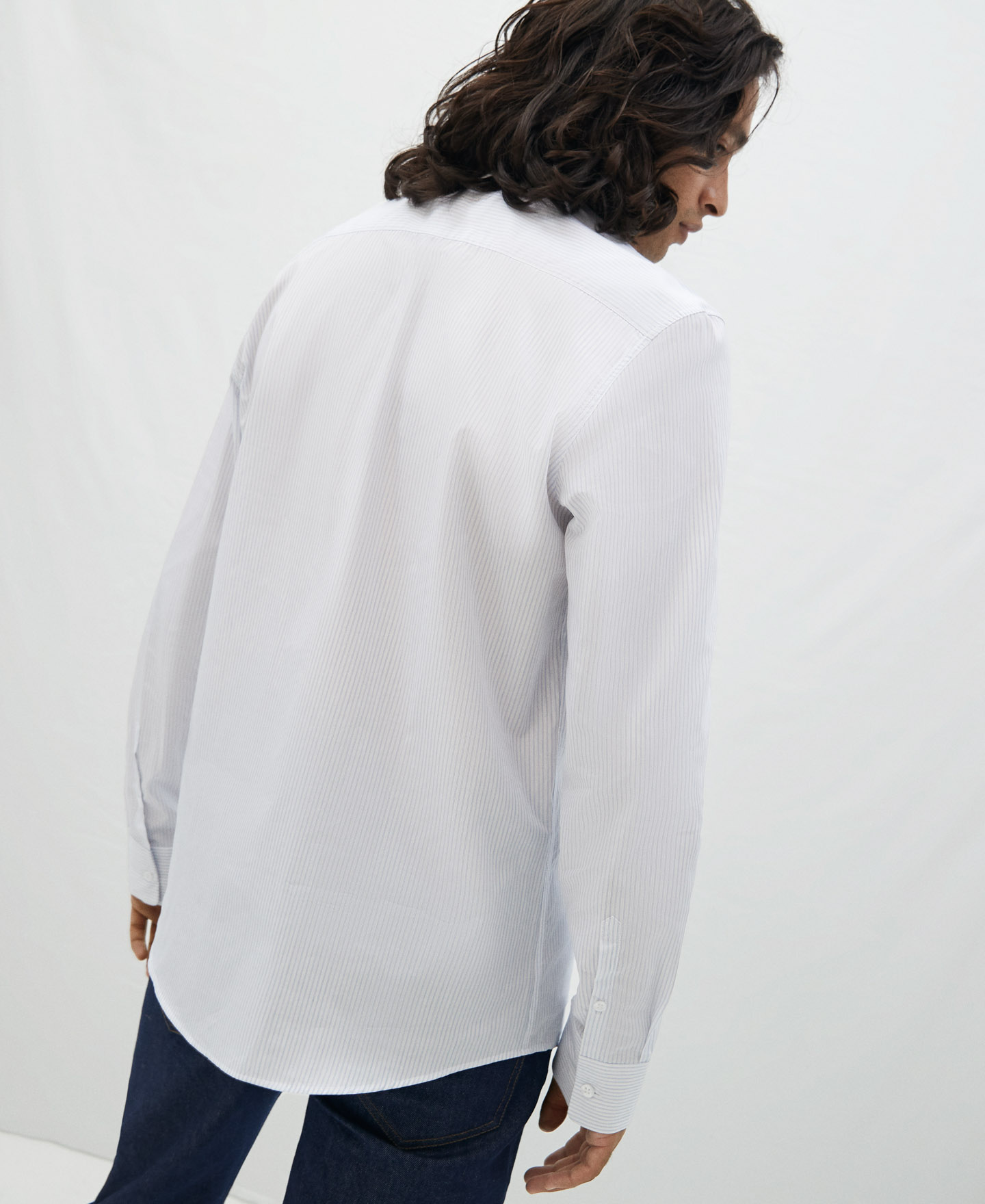 Camisa rayas finas en algodón image number 2